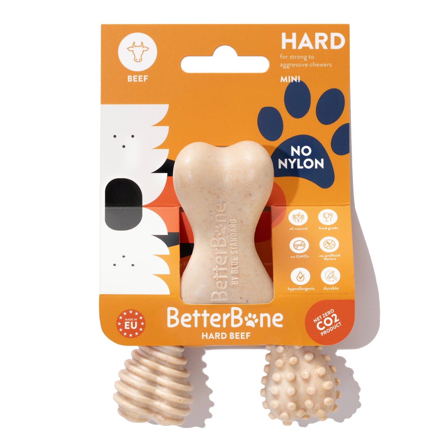 BetterBone Natural Dog Chews - BetterBone HARD -Durable, All-Natural, No Nylon, Sustainable - Beef / Small (dogs under 25 lbs)