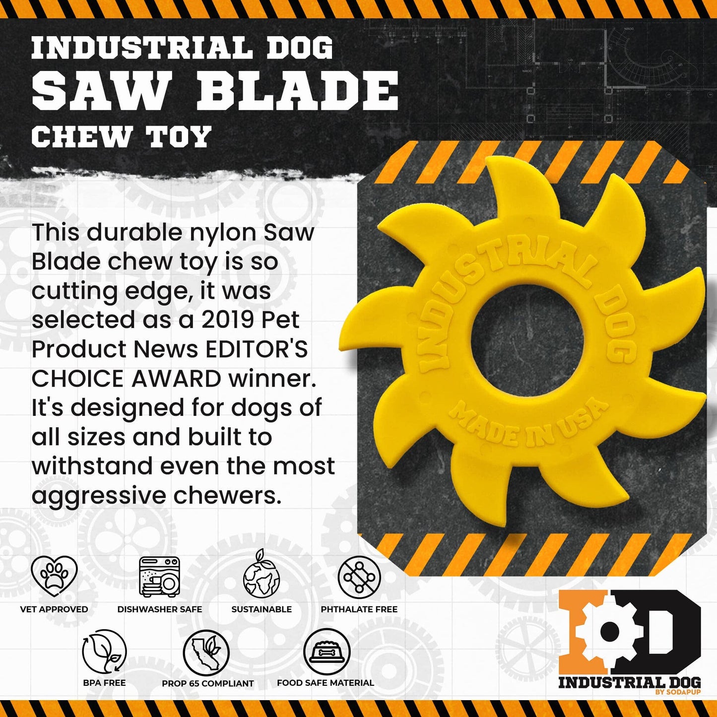 SodaPup - ID Nylon Circular Saw Blade - Med/Large - Yellow