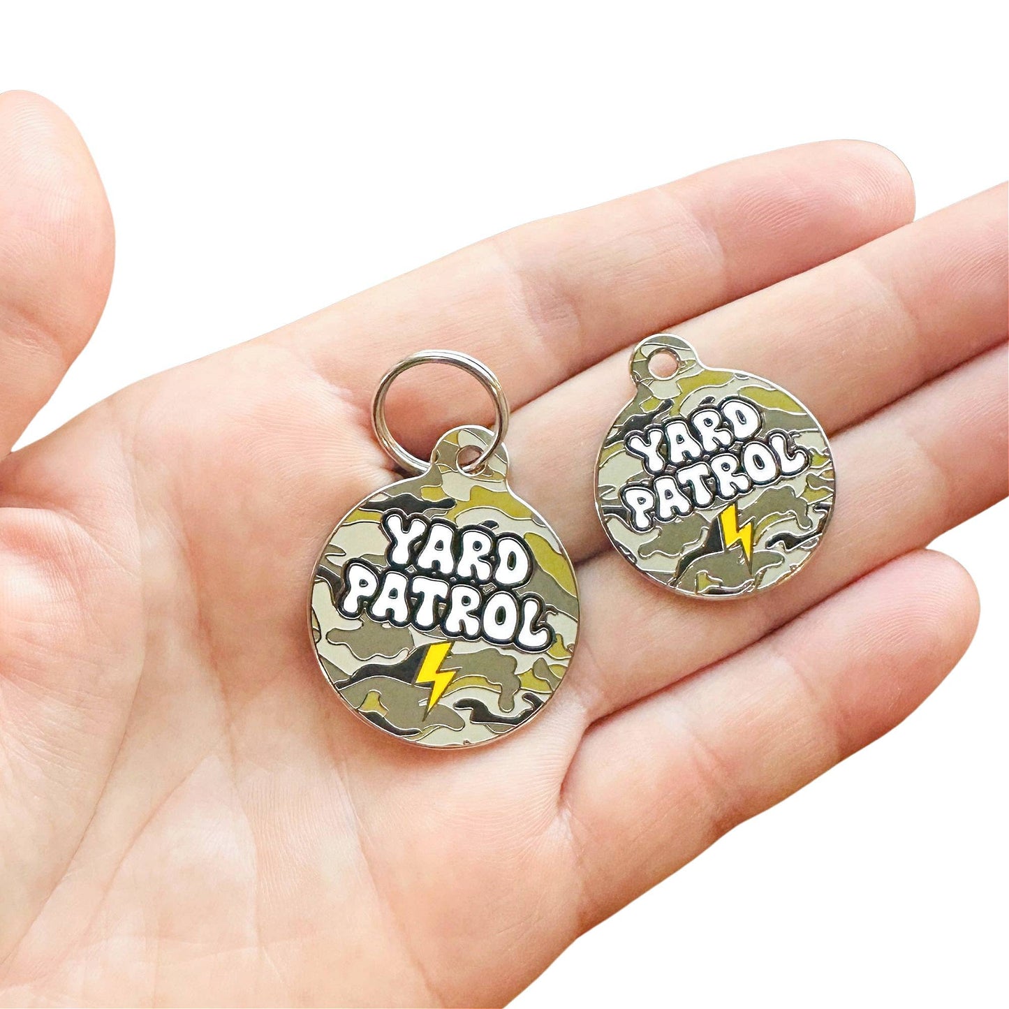 Bad Tags - Camo Dog ID Tag w/ Personalized QR Code - Yard Patrol - Engraved QR Code / Small 1"