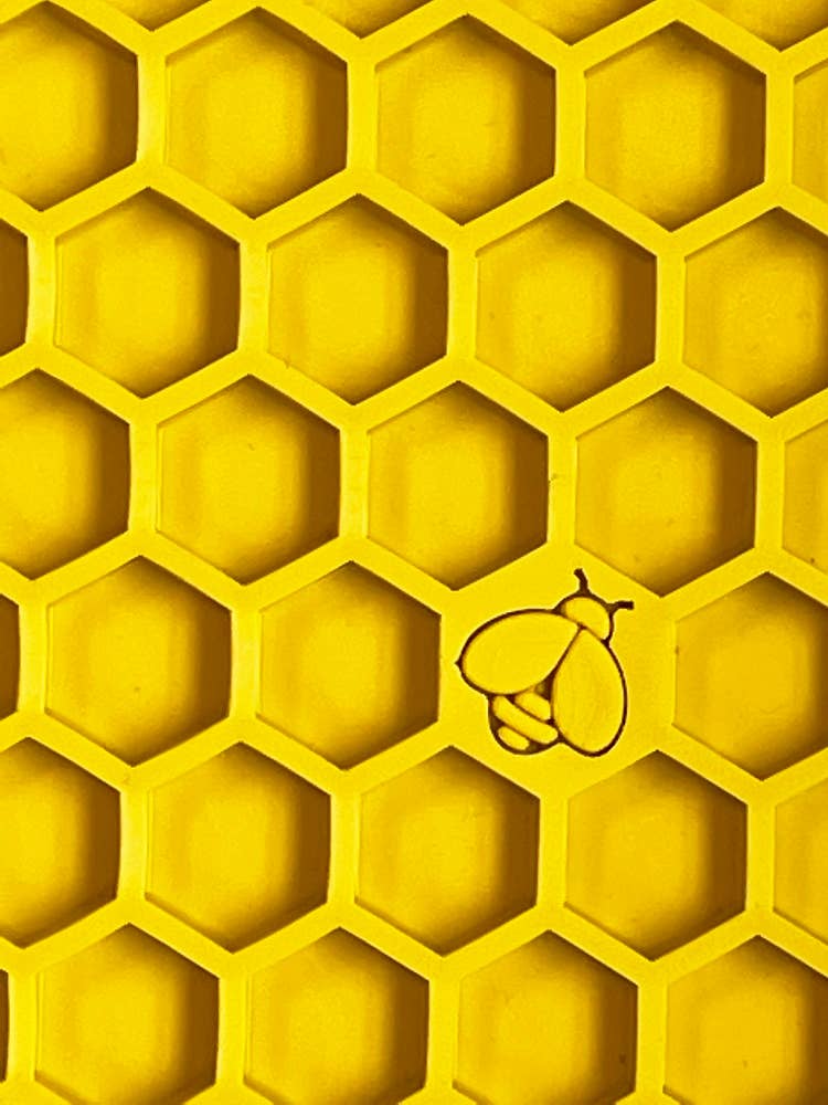 SodaPup - Honeycomb Design Emat Enrichment Licking Mat - Yellow - Larg - Large