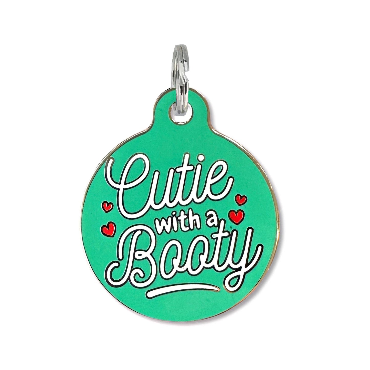 Bad Tags - Dog ID Tag with Personalized QR Code - Cutie with a Booty - Pink / Engraved QR Code / Large 1.25"