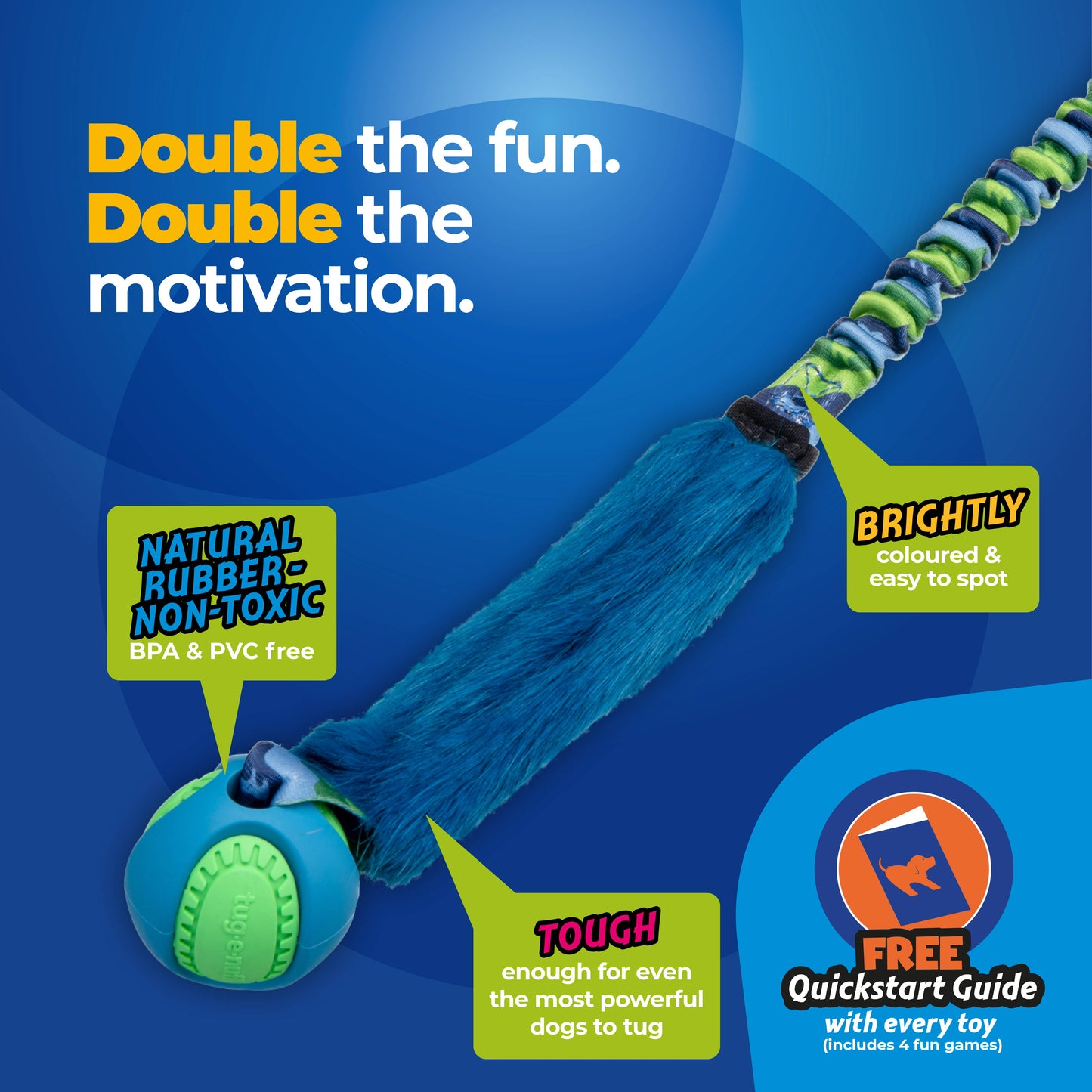 Tug-E-Nuff - Fauxtastic PowerBall Bungee | Strong Dog Toys | Tug-E-Nuff - Purple Pattern