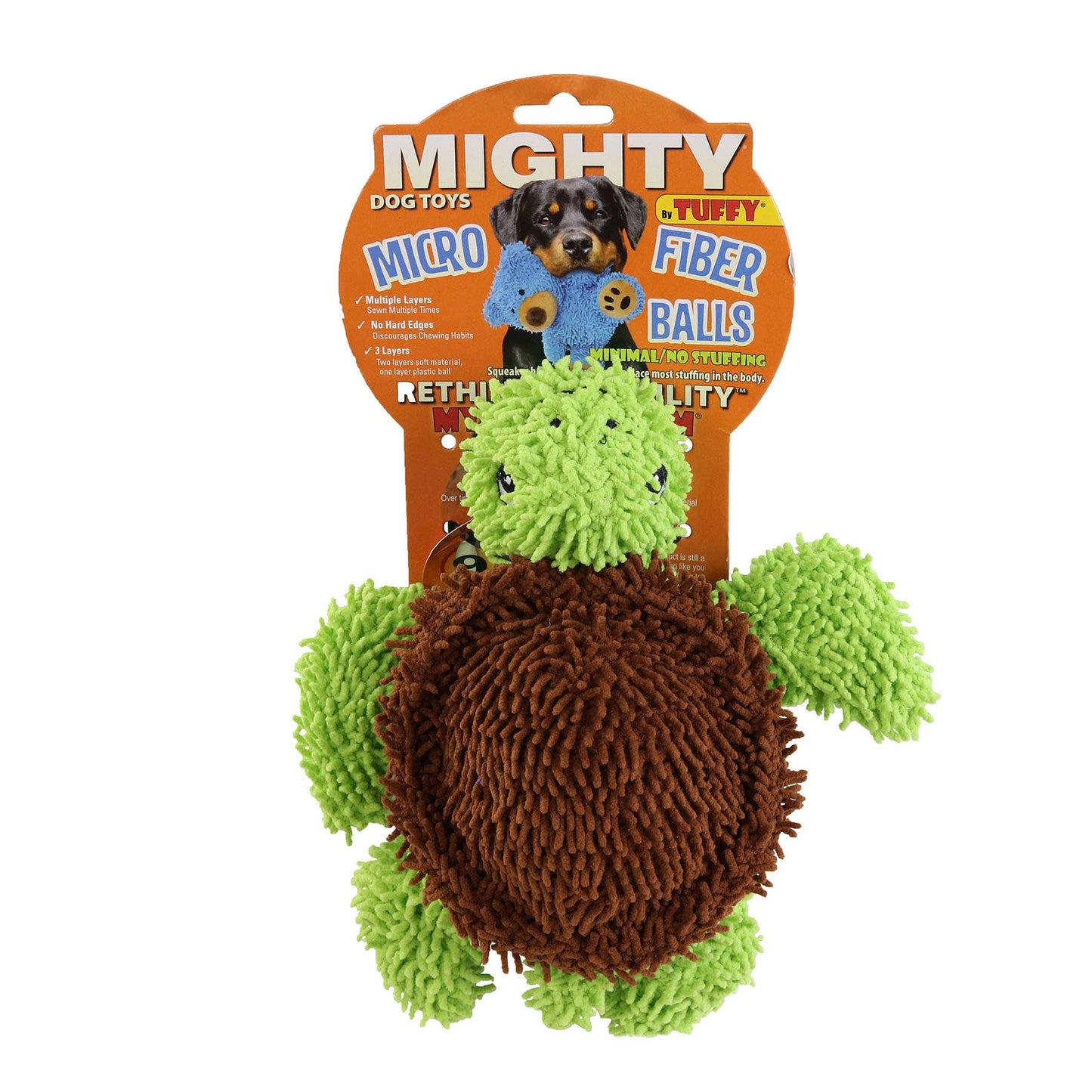 Tuffy Dog Toys - VIP Products - Mighty Microfiber Ball Med Turtle Green, Squeaky Dog Toy