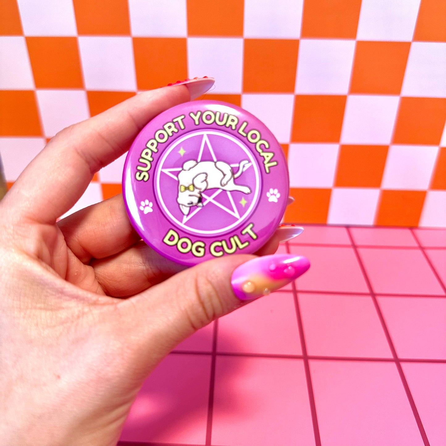Stickers X Ashley Bexar - Funny Dogs Dog Mom Witchy Button Pin Pinback Button - Mini: 1.25"