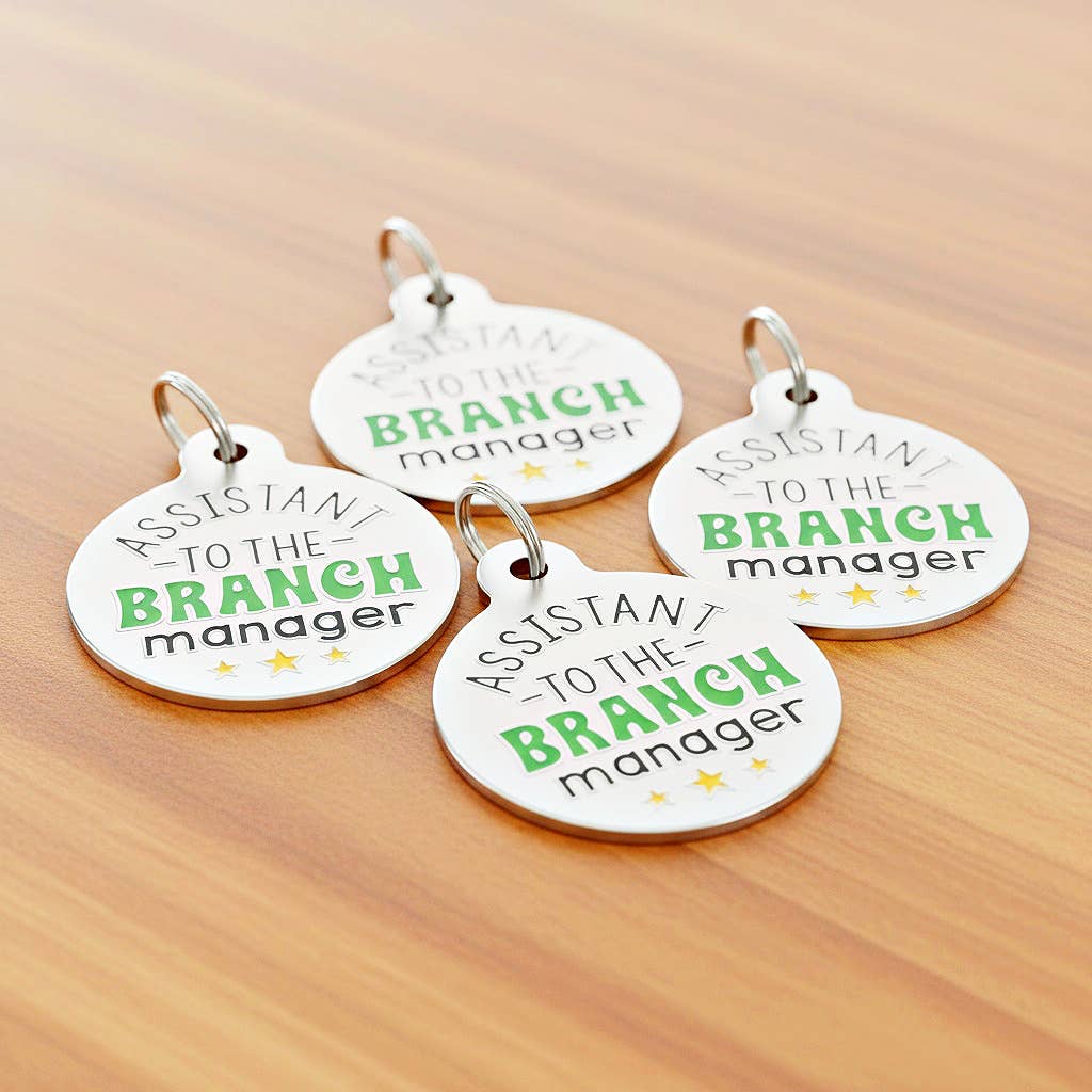 Bad Tags - Camping Dog ID Tag Personalize - Assistant to Branch Manager - Large / Engraved QR Code