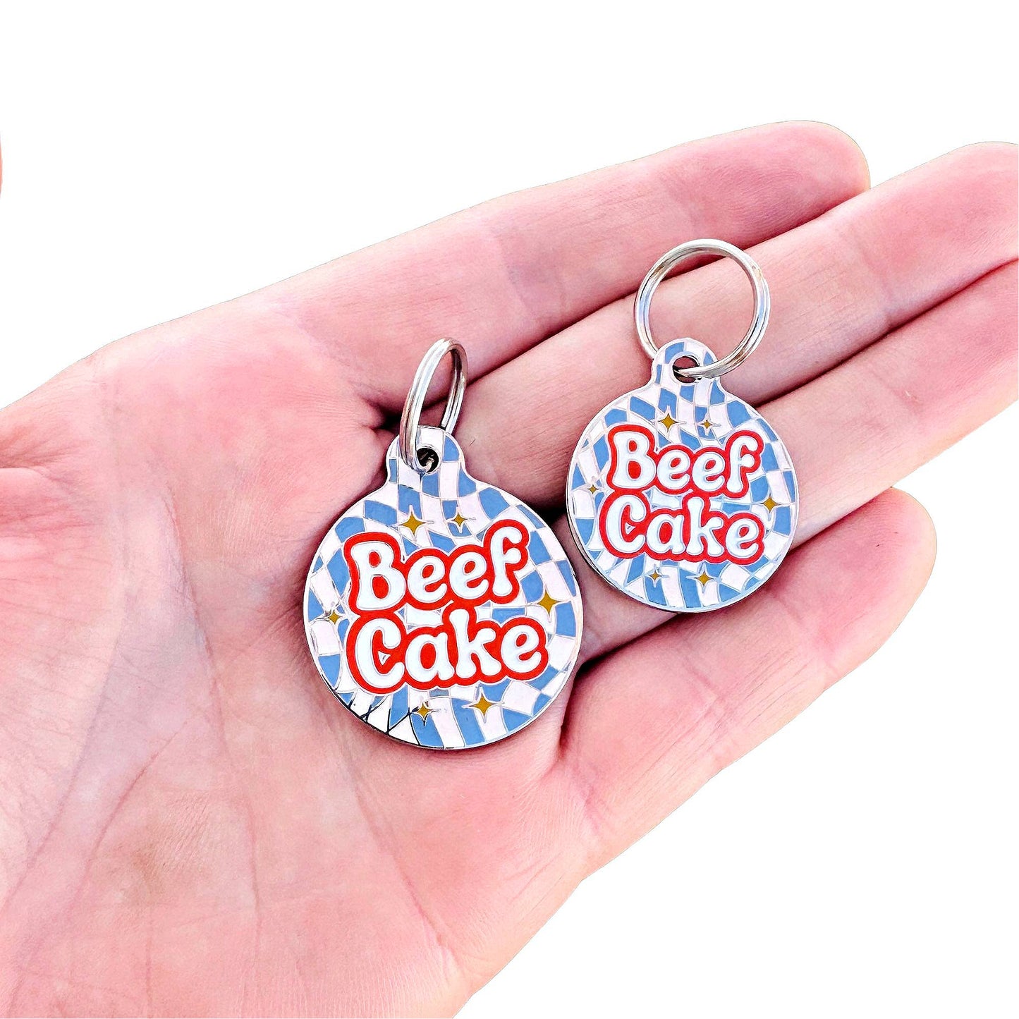 Bad Tags - Dog ID Tag with Personalized QR Code - Beefcake - Engraved QR Code / Large 1.25"