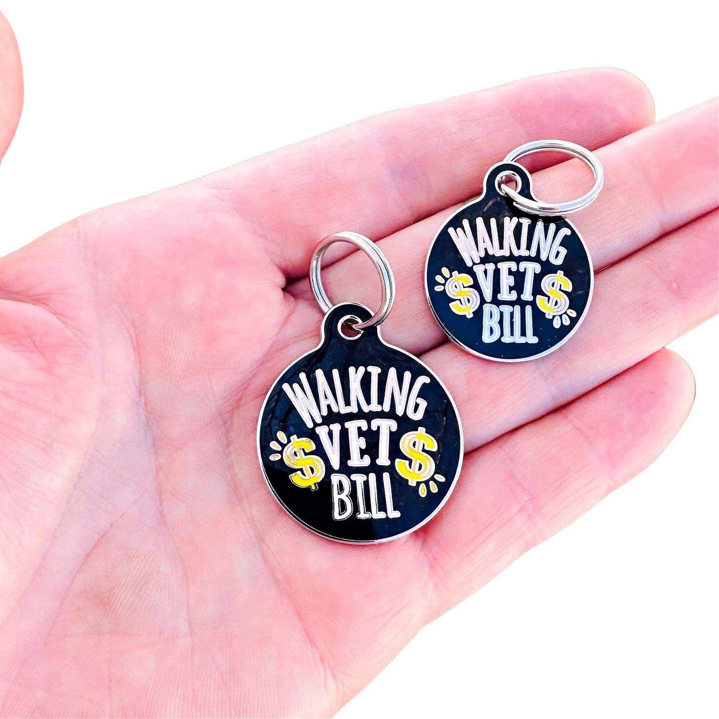Bad Tags - Dog ID Tag with Personalized QR Code - Walking Vet Bill - Red / Engraved QR Code / Large 1.25"