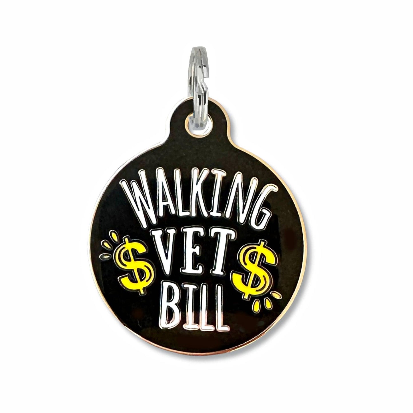 Bad Tags - Dog ID Tag with Personalized QR Code - Walking Vet Bill - Red / Engraved QR Code / Large 1.25"