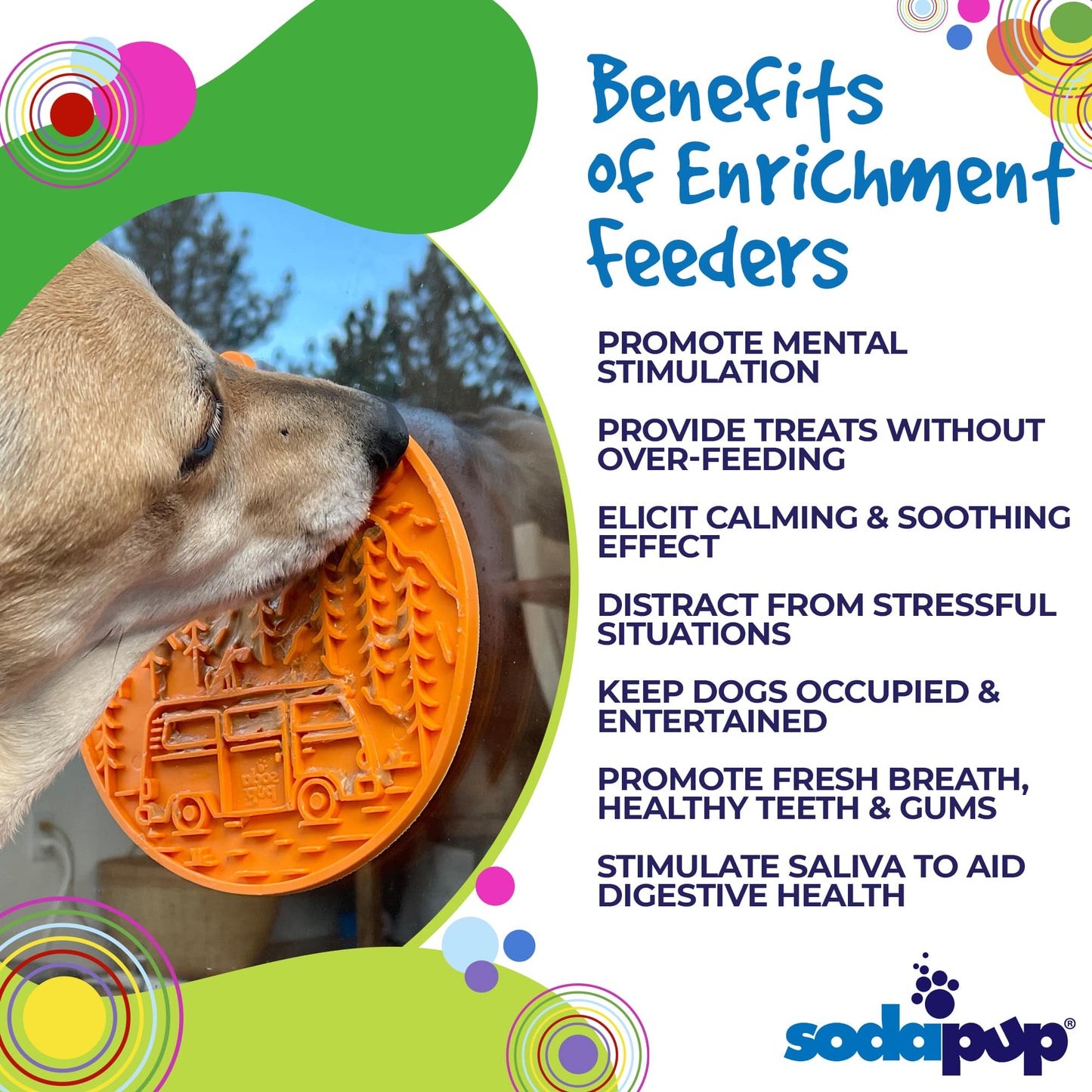 SodaPup - Camp eMat Enrichment Lick Mat With Suction Cups - Green