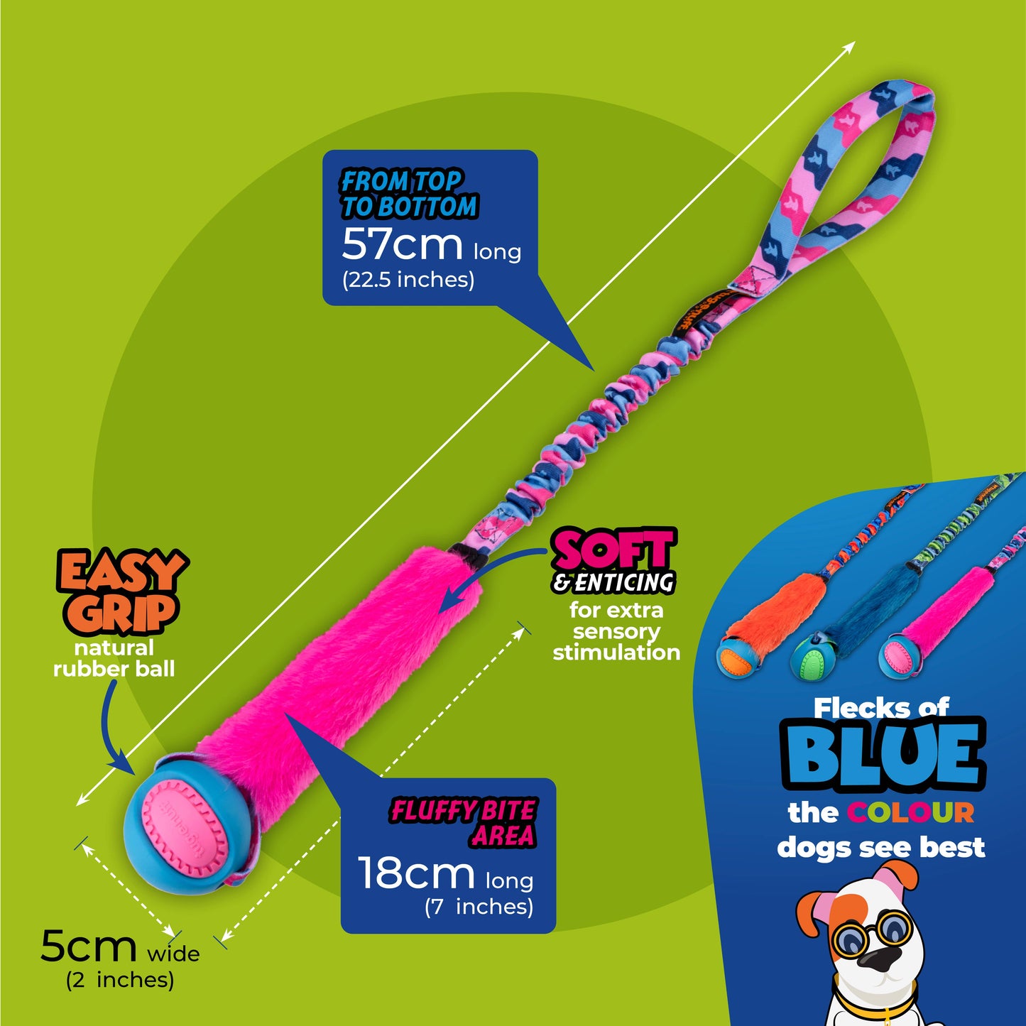 Tug-E-Nuff - Fauxtastic PowerBall Bungee | Strong Dog Toys | Tug-E-Nuff - Purple Pattern