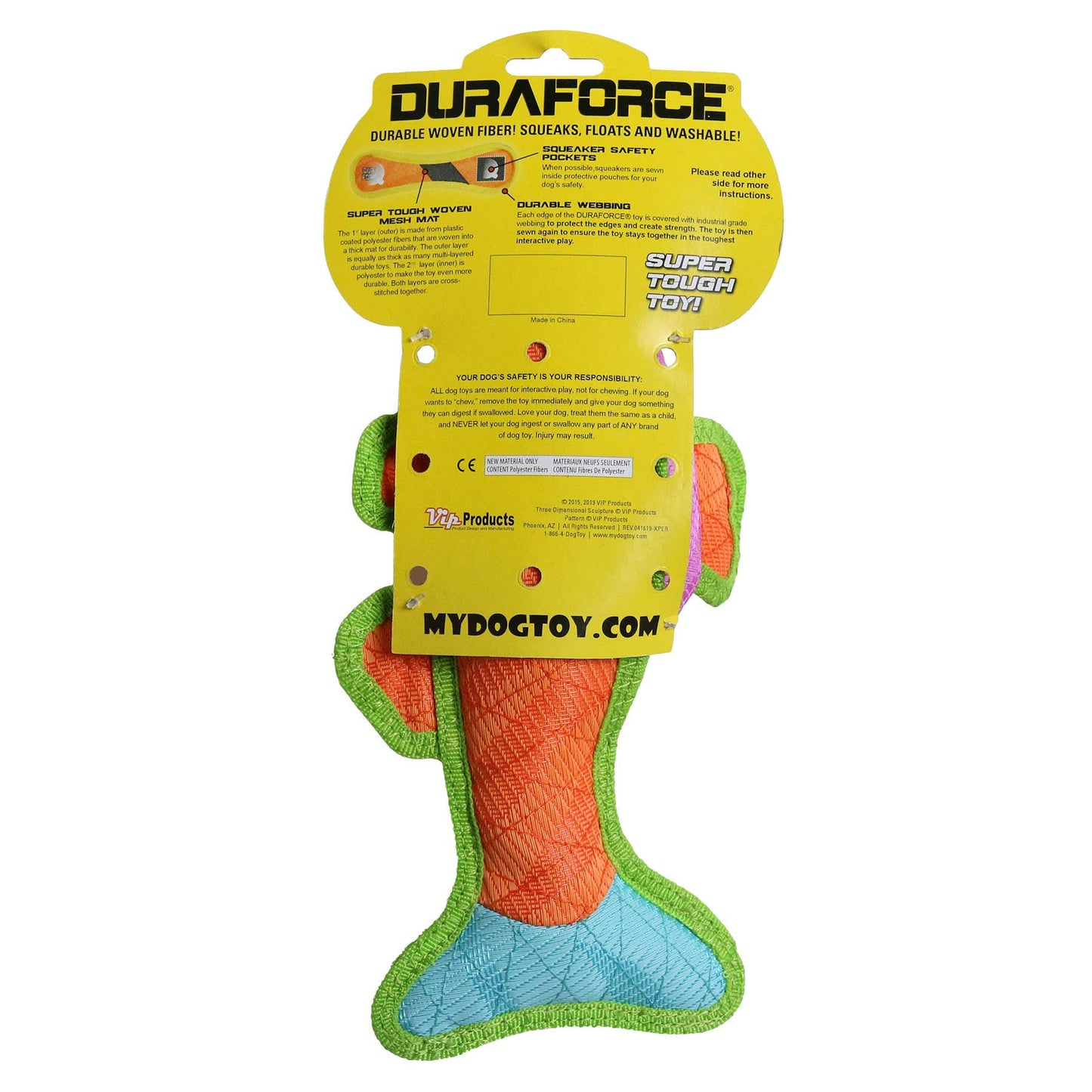 Tuffy Dog Toys - VIP Products - DuraForce Fish - Durable, Squeaky Dog Toy