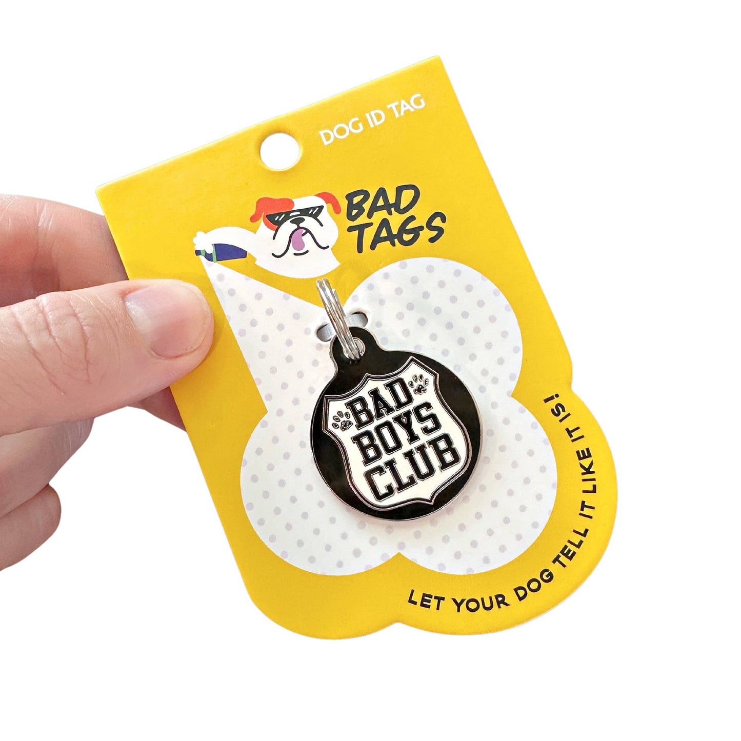 Bad Tags - Dog ID Tag with Personalized QR Code - Bad Boys Club - Engraved QR Code / Small 1"