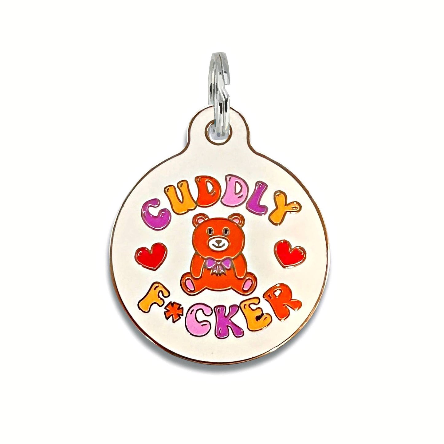 Bad Tags - Dog ID Tag with Personalized QR Code - Cuddly F*cker - Engraved QR Code / Large 1.25"