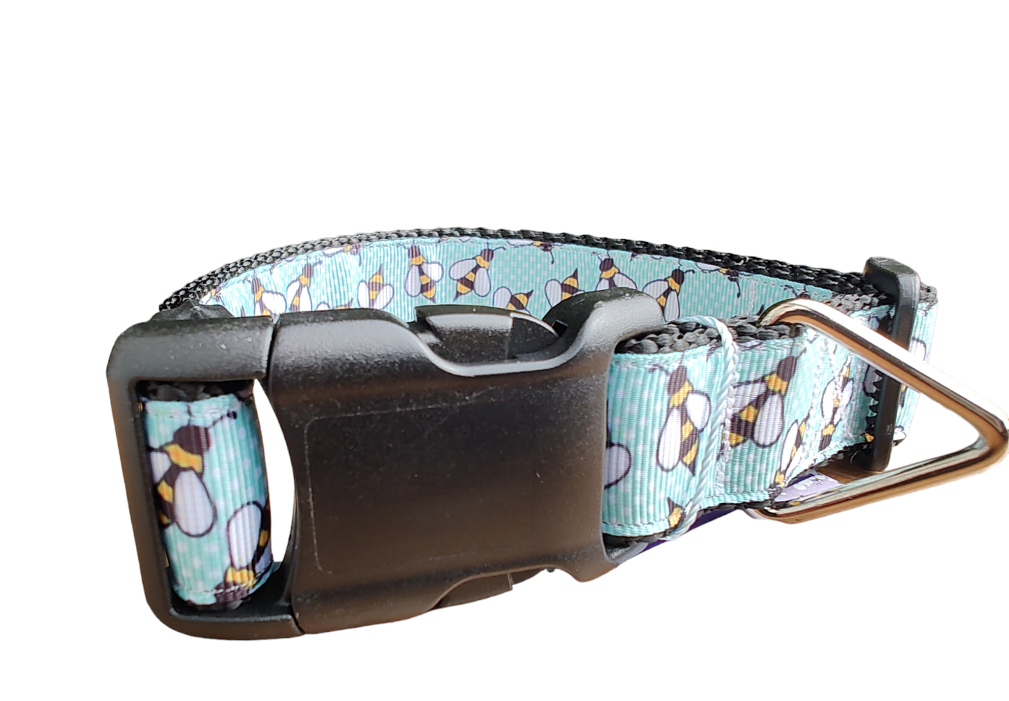 Blue Bees Black Nylon Dog Collar MD, LG, XL, Leash - Doot's Pet LLC Collars For A Cause