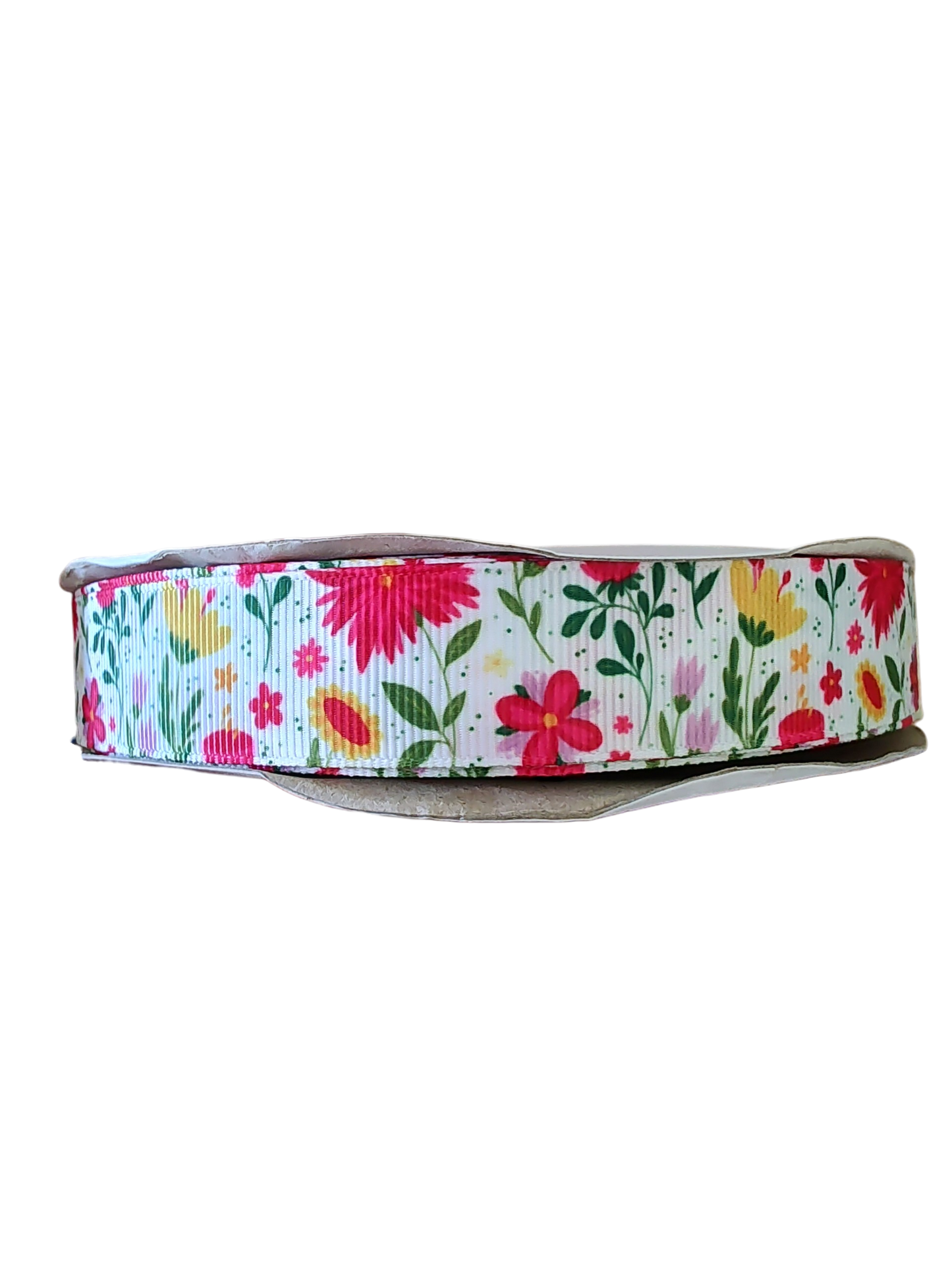 Pink And Yellow Floral Nylon Dog Collar