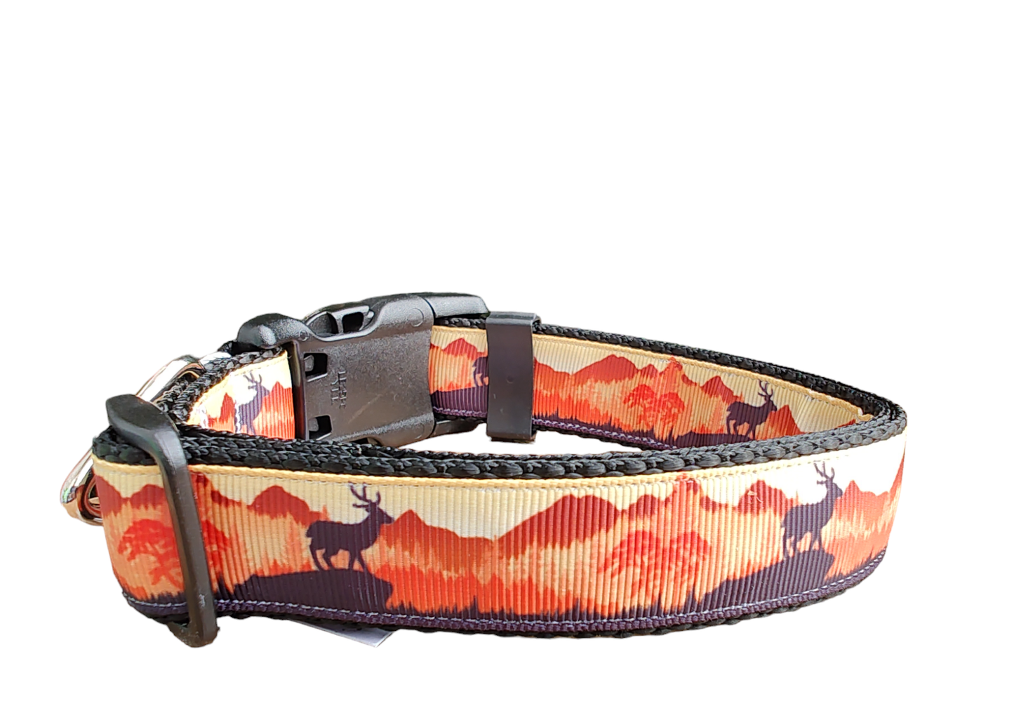 Sunset Forest Black Nylon Dog Collar LG, XL, Leash - Doot's Pet LLC Collars For A Cause