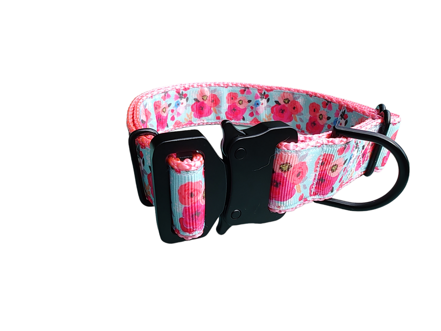 Pink Floral Nylon Dog Collar MD, LG, XL, Leash - Doot's Pet LLC Collars For A Cause