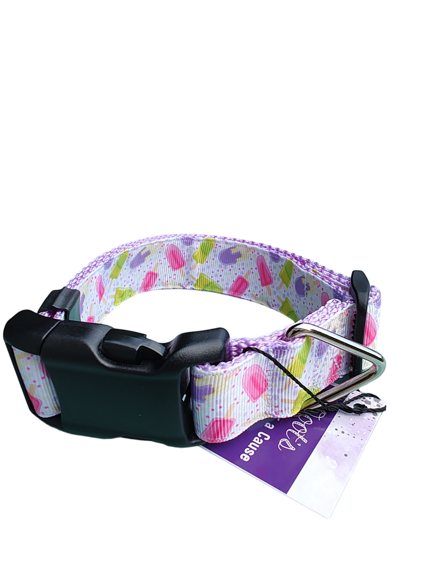 Popsicles Lavender Nylon Dog Collar MD, LG, XL, Leash - Doot's Pet LLC Collars For A Cause