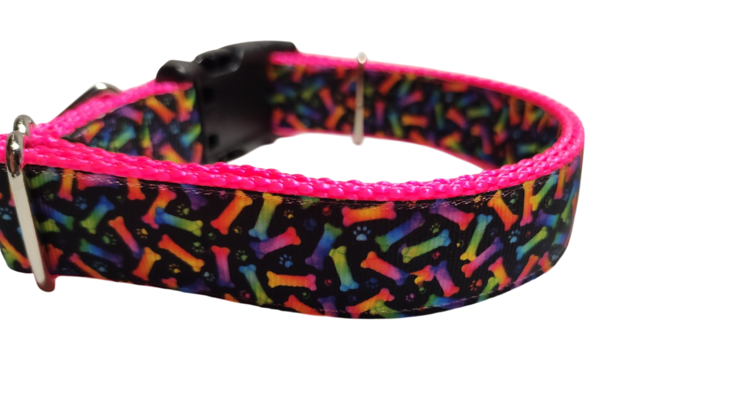 Neon Bones Nylon Dog Collar MD, LG, XL, Leash - Doot's Pet LLC Collars For A Cause