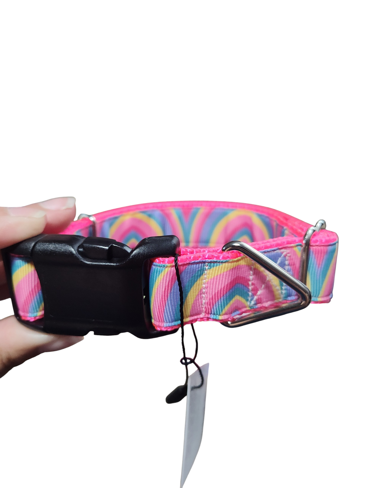 Pink Rainbow Nylon Dog Collar