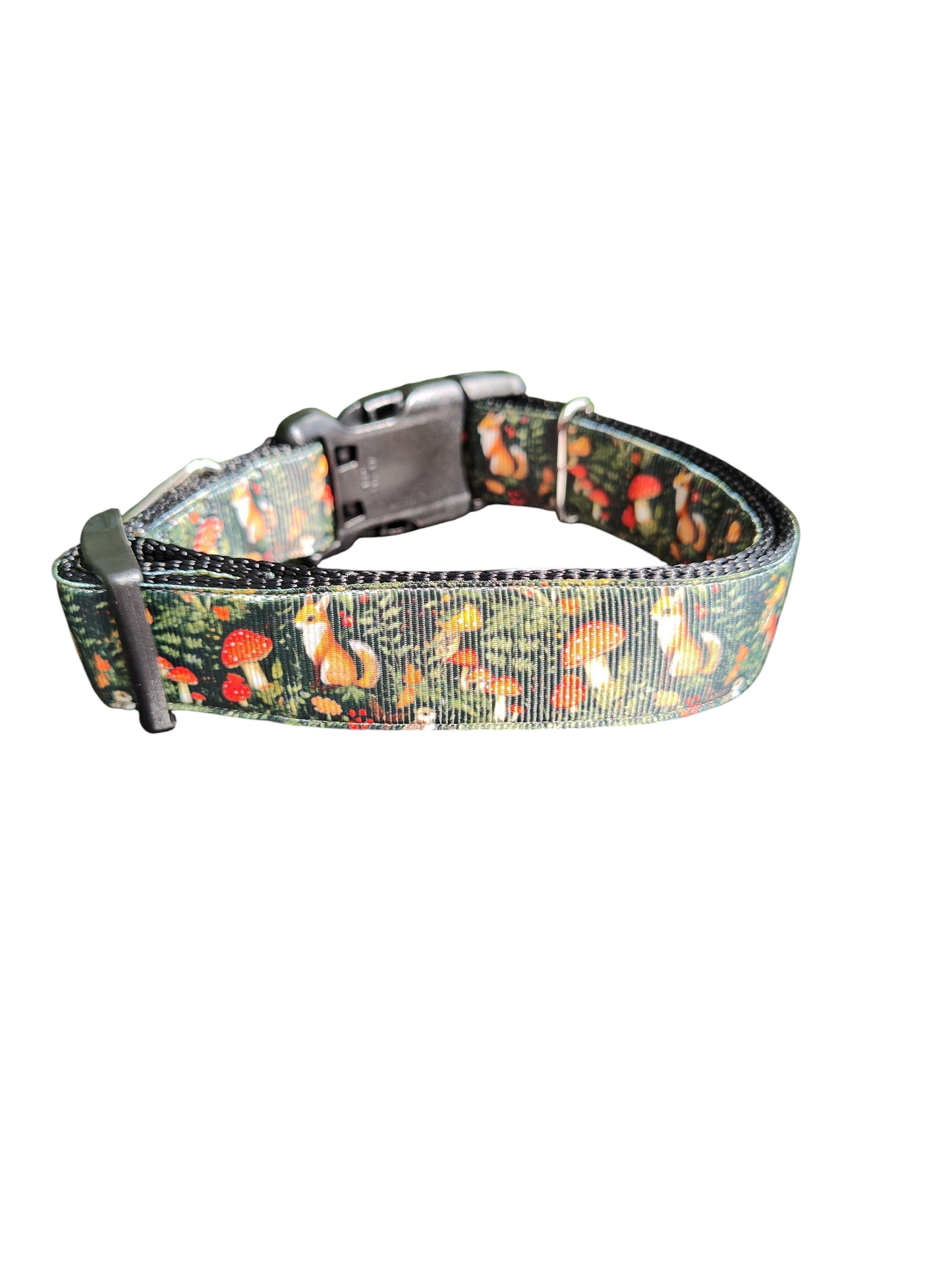 Mushrooms and Foxes Nylon Dog Collar