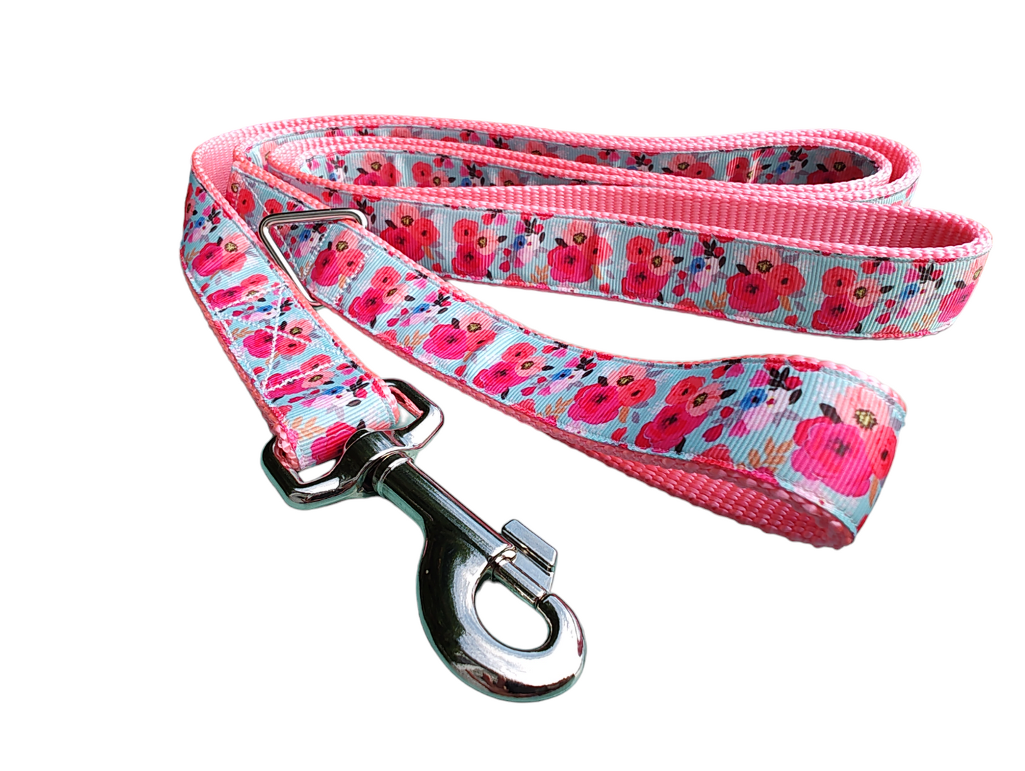 Pink Floral Nylon Dog Collar MD, LG, XL, Leash - Doot's Pet LLC Collars For A Cause