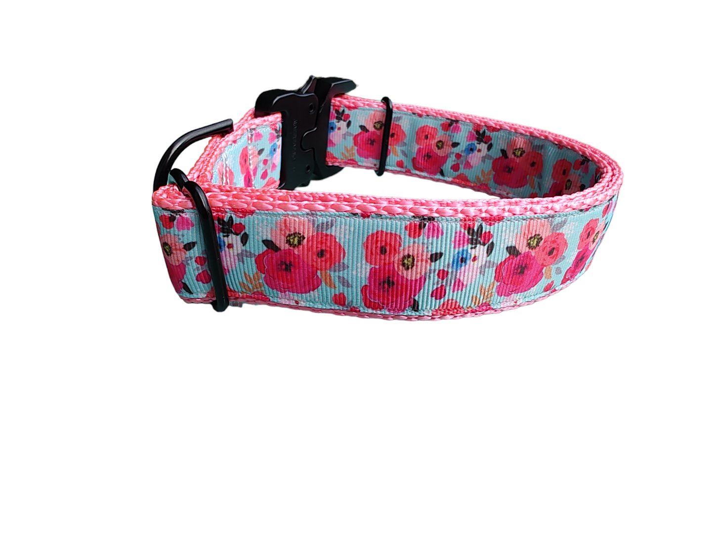 Pink Floral Nylon Dog Collar MD, LG, XL, Leash - Doot's Pet LLC Collars For A Cause