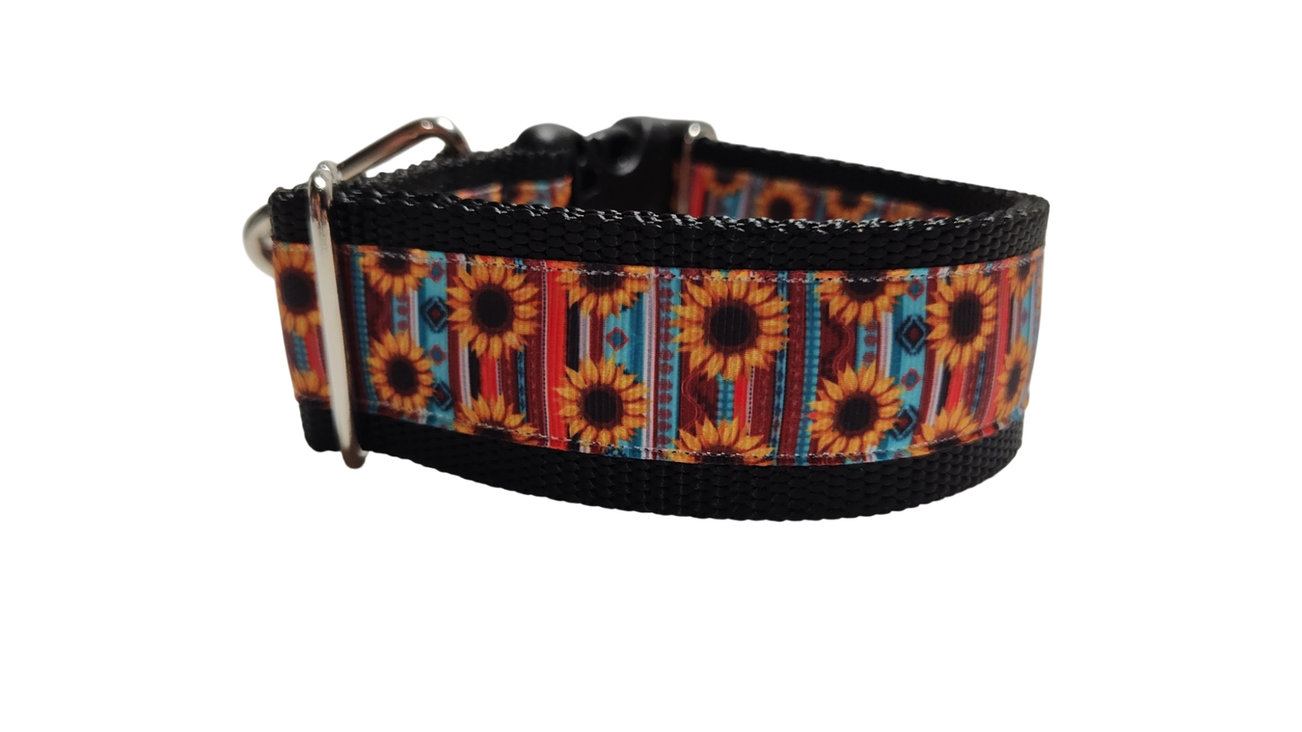 1.5" Wide Sunflower Stripes Nylon Dog Collar