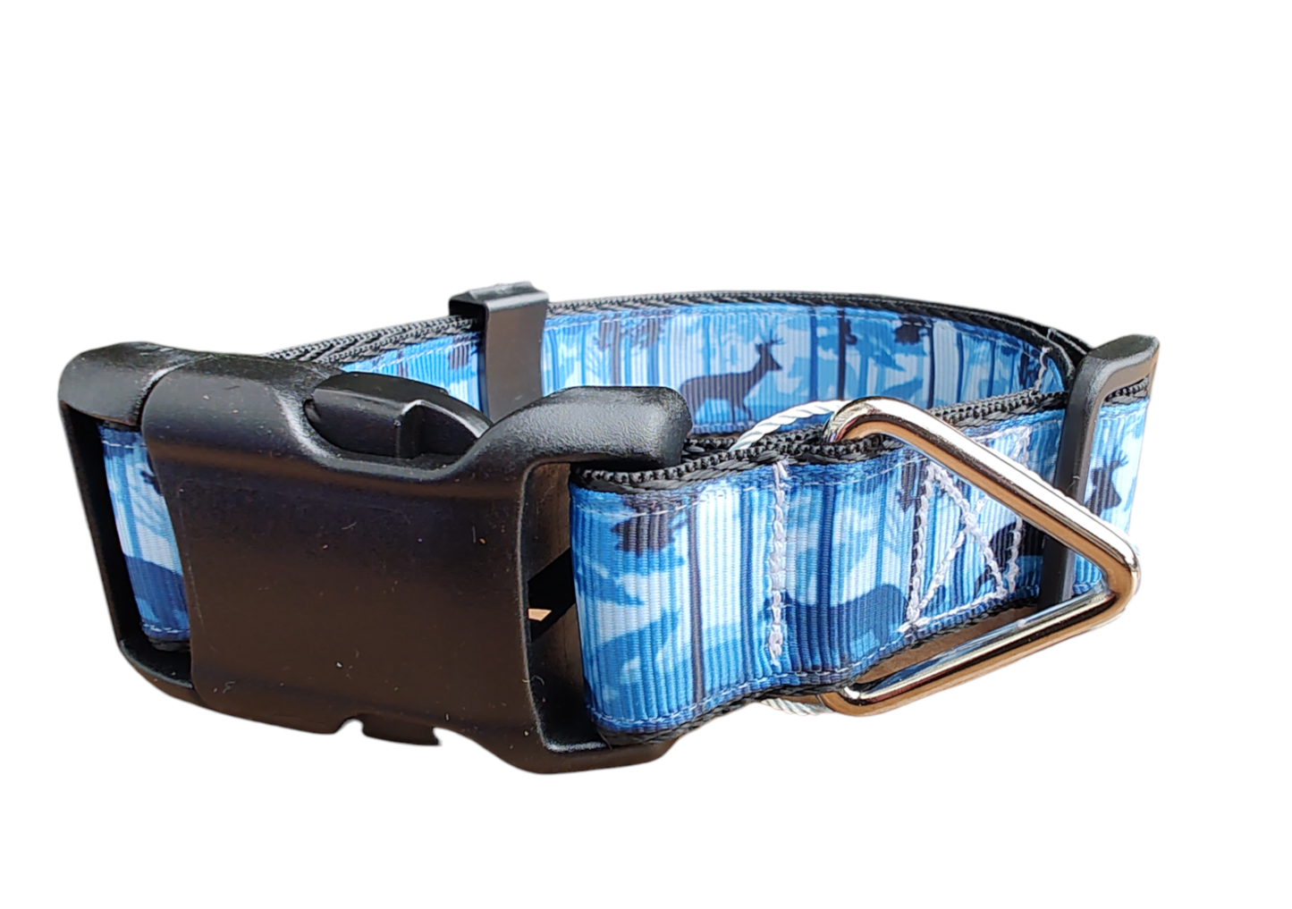 Wild Blue Forest Black Smooth Nylon Dog Collar MD, LG, XL, Leash - Doot's Pet LLC Collars For A Cause