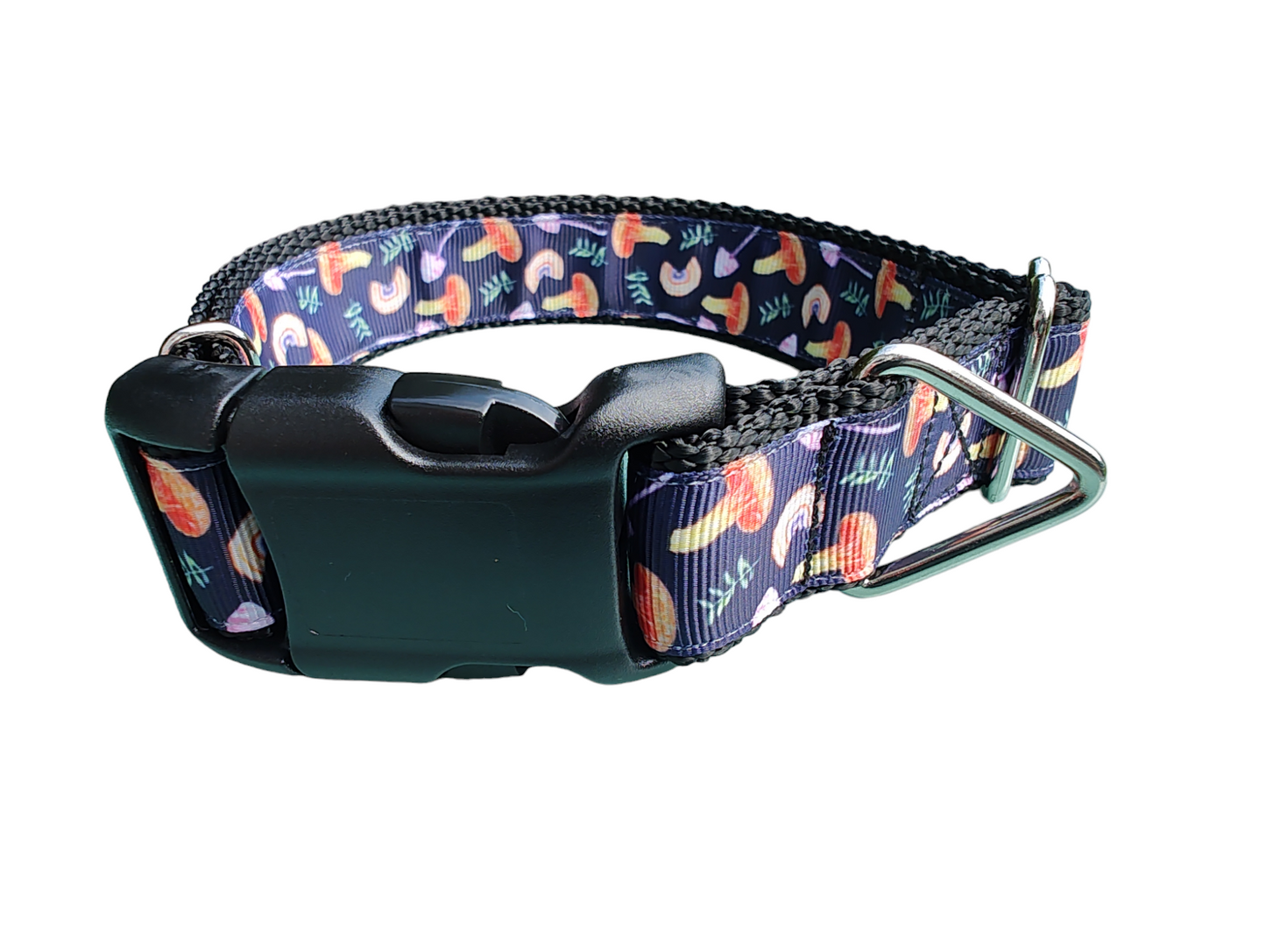 Mushrooms and Ferns Nylon Dog Collar - Doot's Pet LLC Collars For A Cause