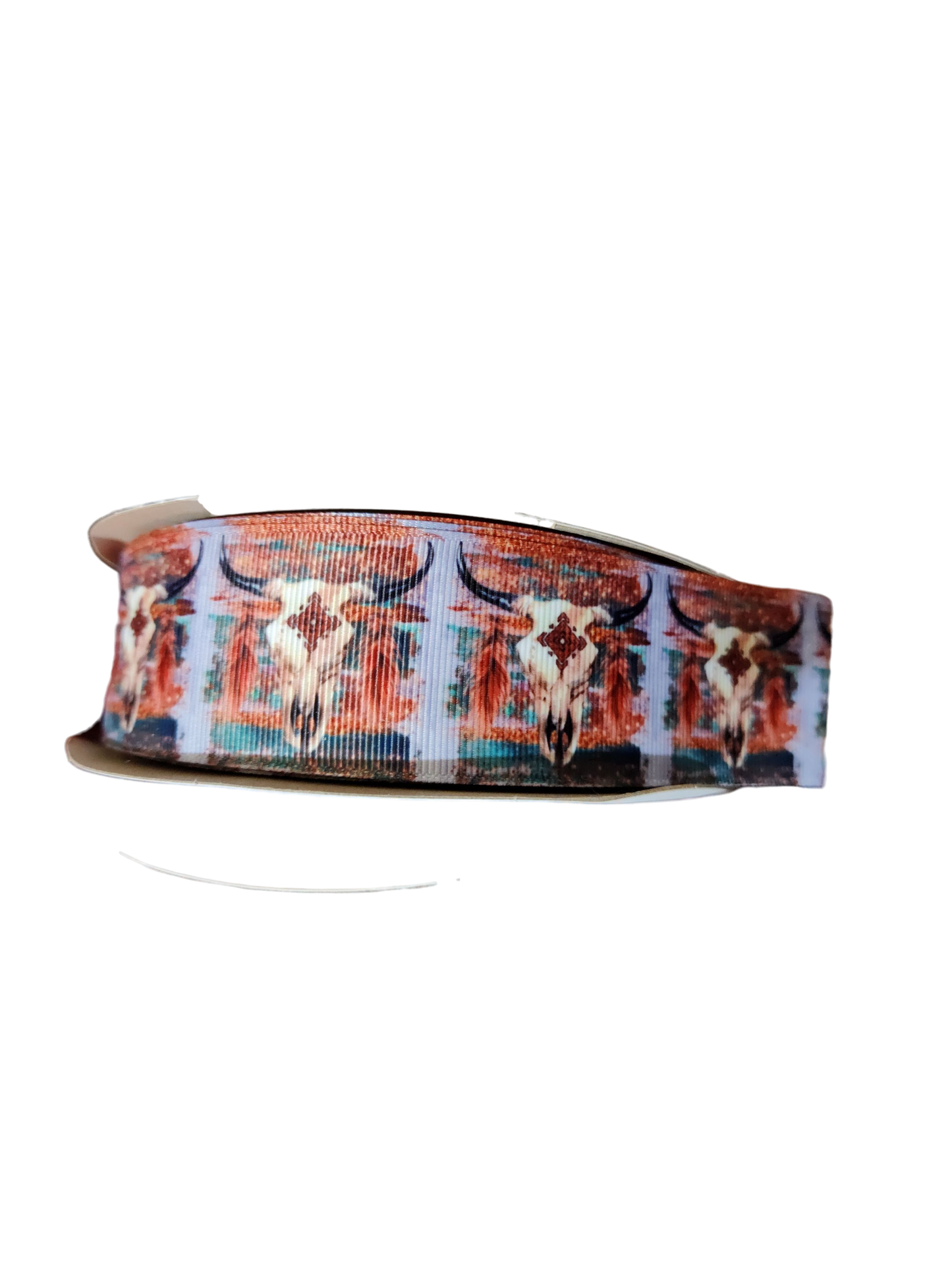 1.5" Wide Western Bull Skull Nylon Dog Collar