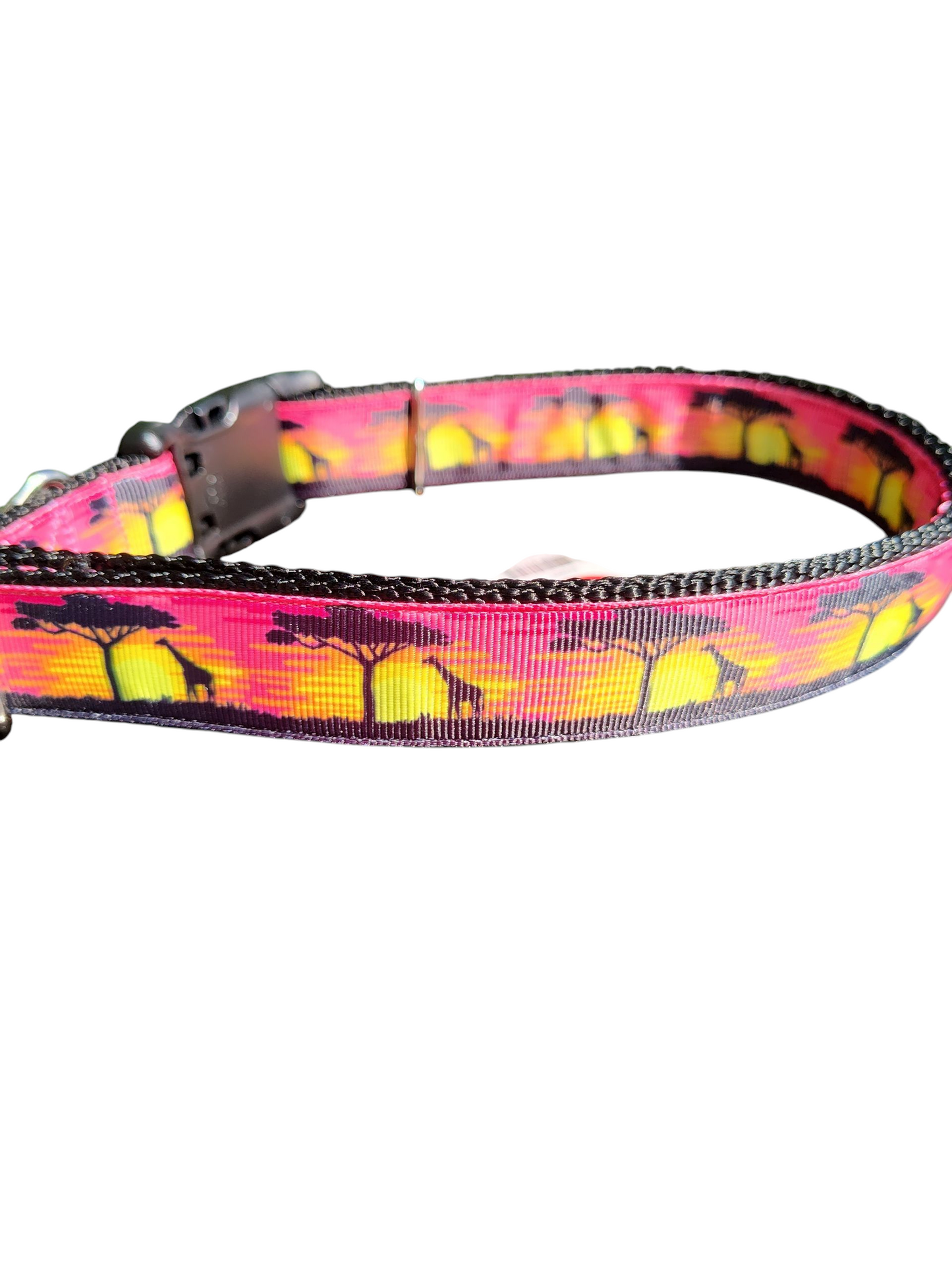 Safari Giraffe Sunset Nylon Dog Collar