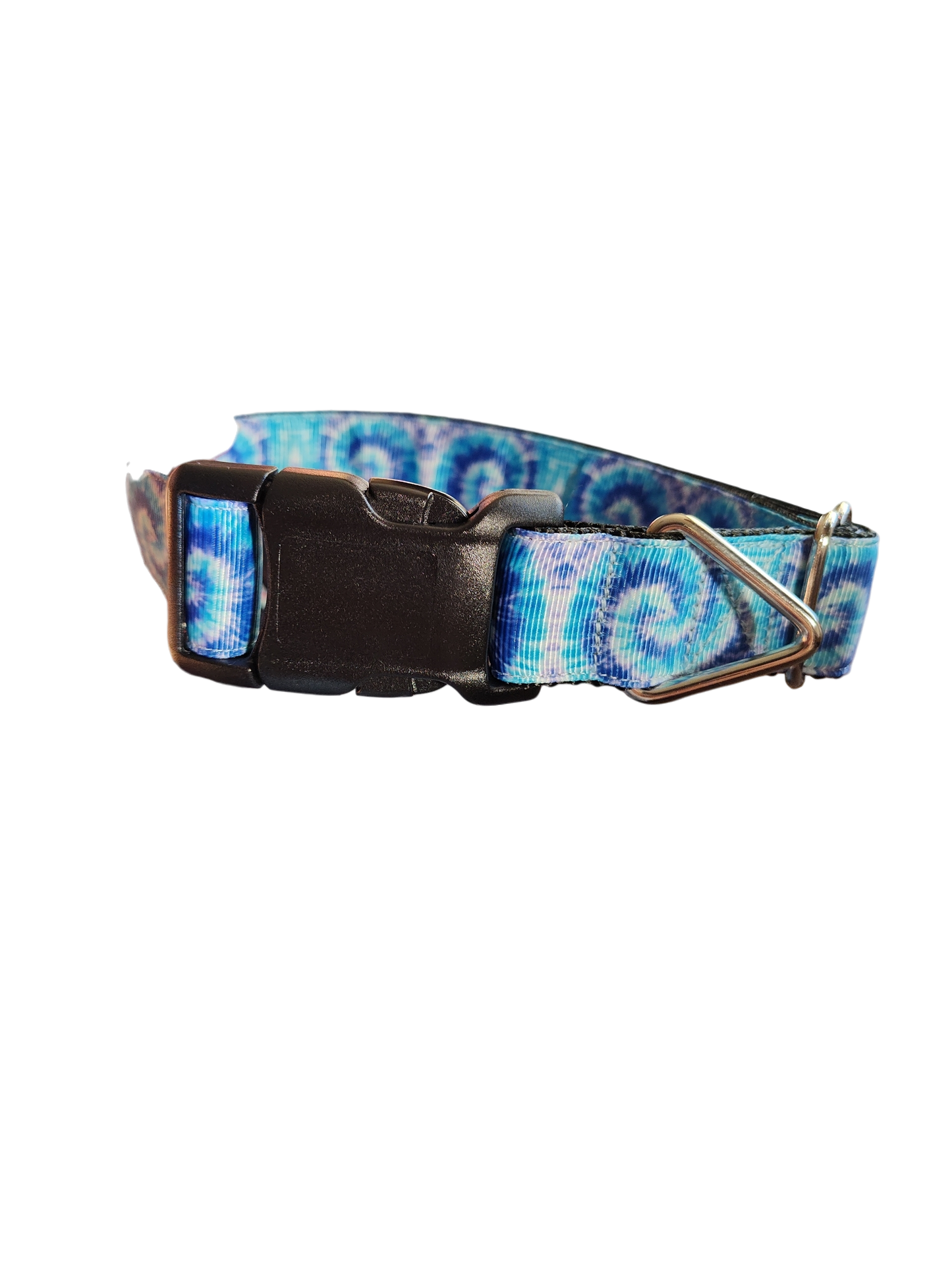 Blue Wave Tie Dye Nylon Dog Collar