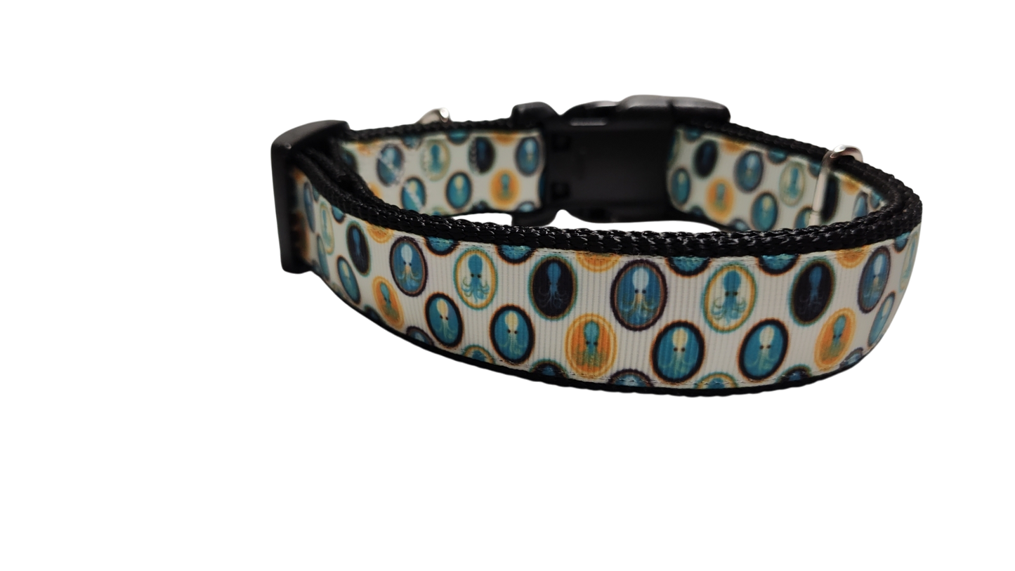 Squid Portraits Nylon Dog Collar