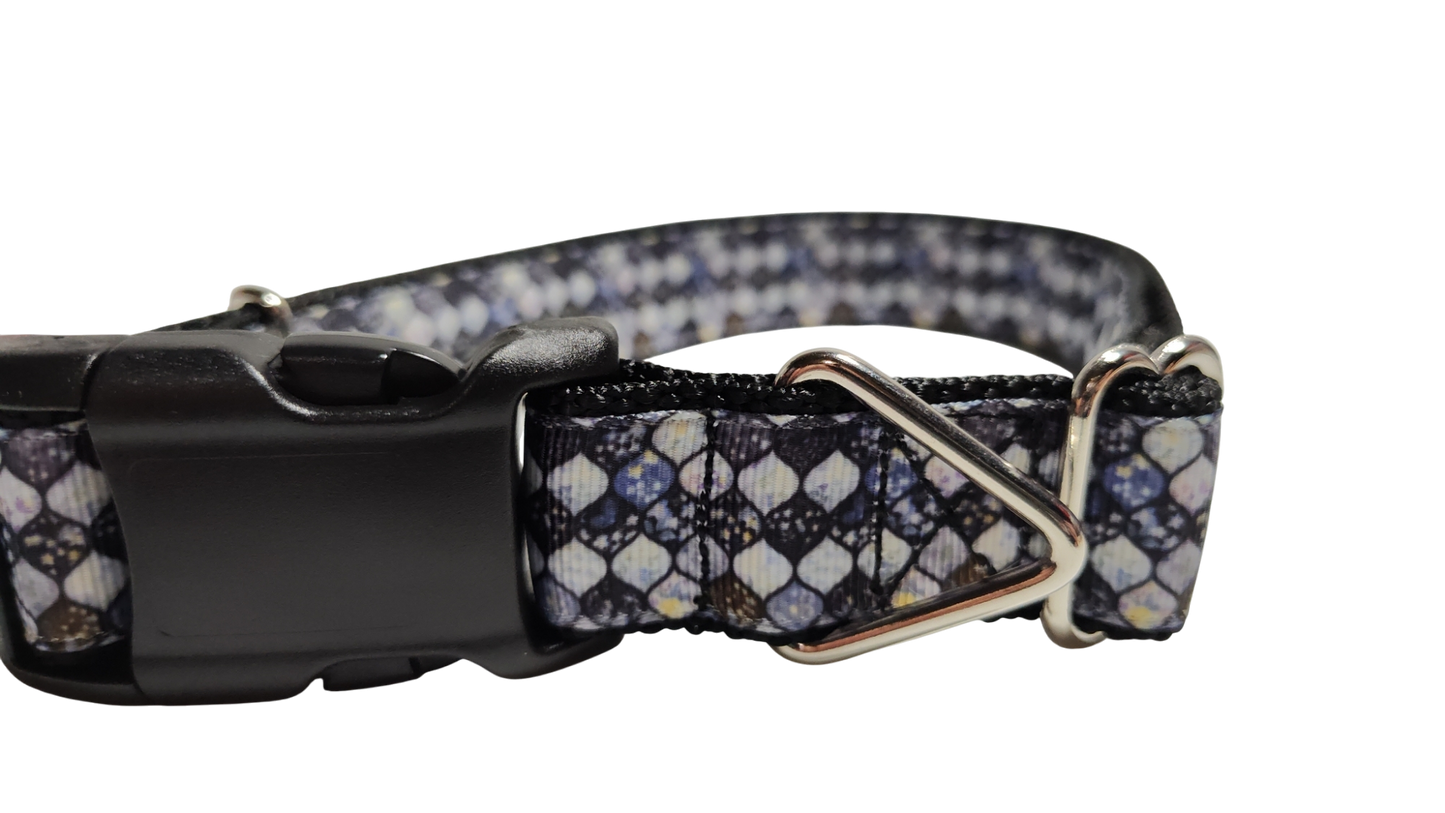 Grey Mosaic Nylon Dog Collar