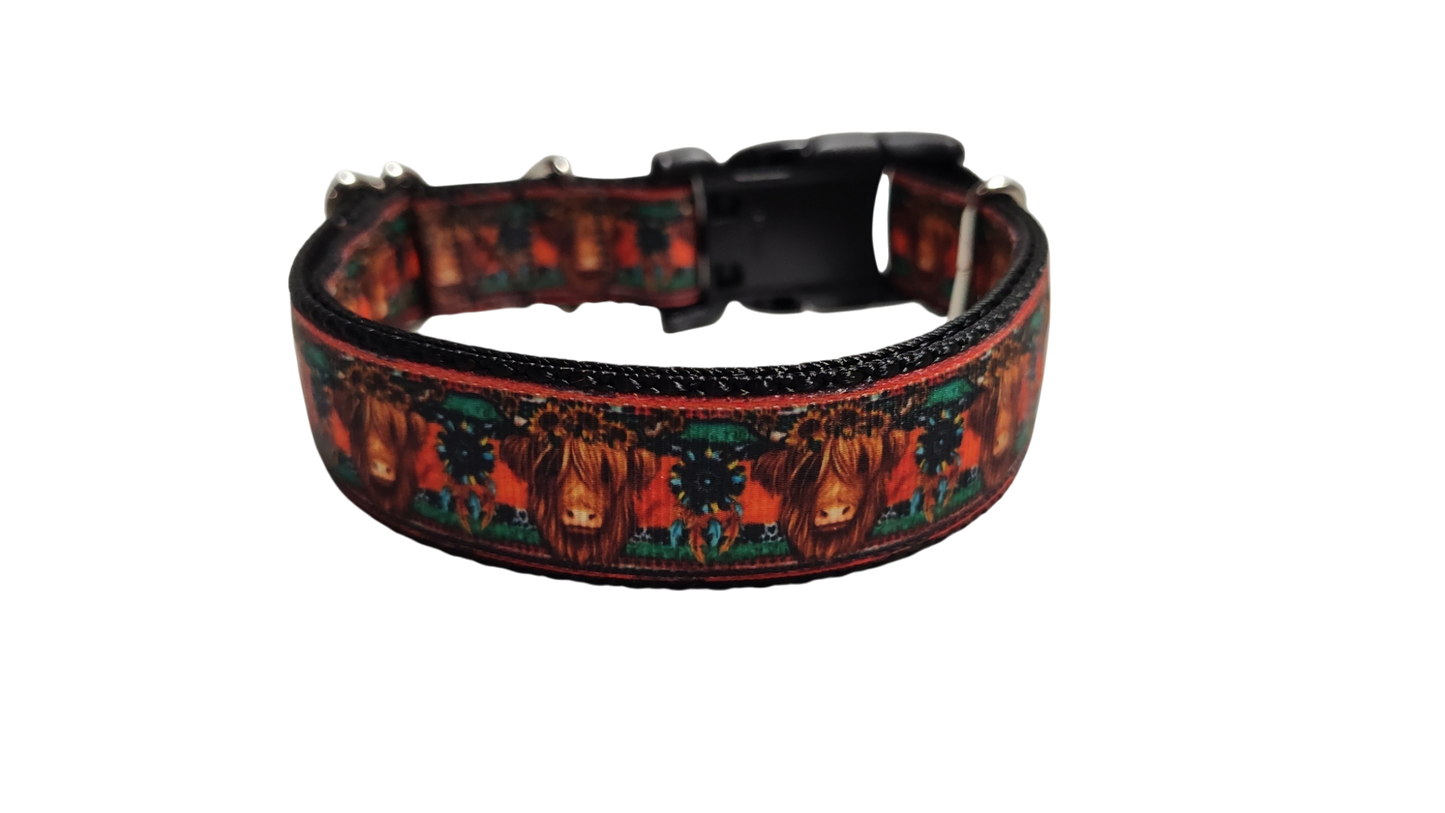 Western Highland Cow Nylon Dog Collar