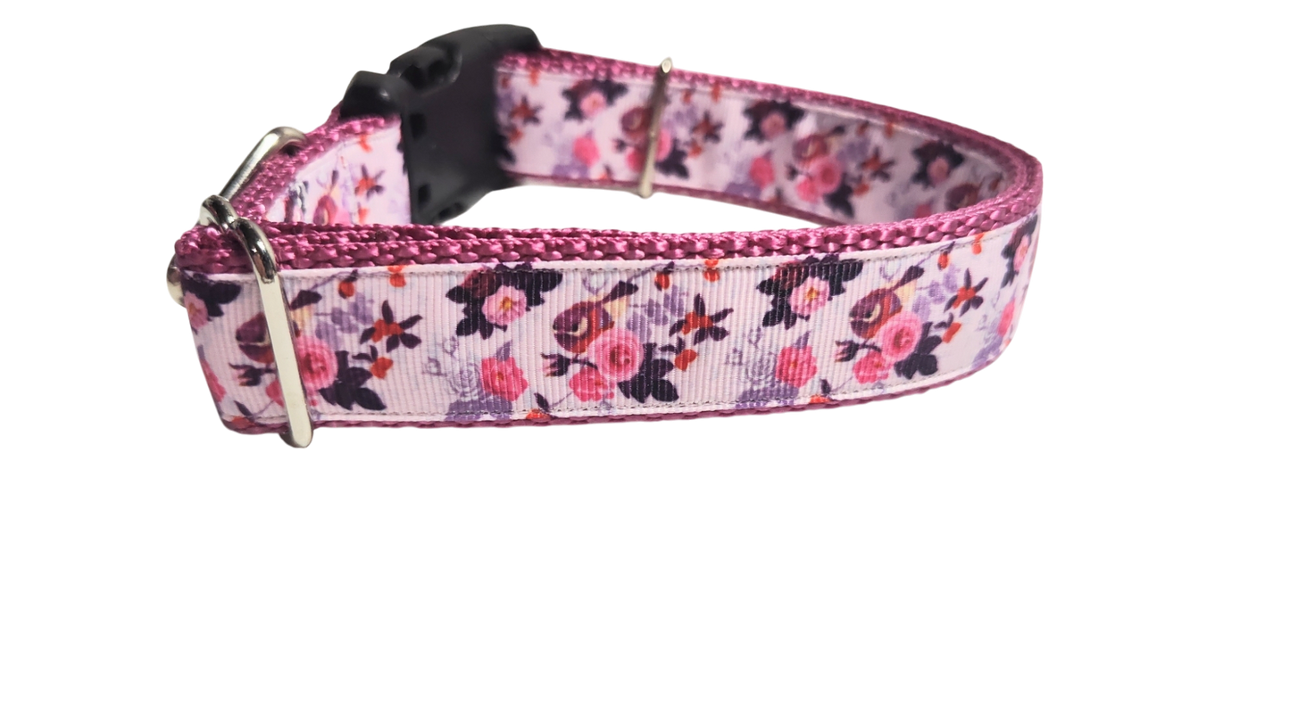 Birds and Flowers Nylon Dog Collar