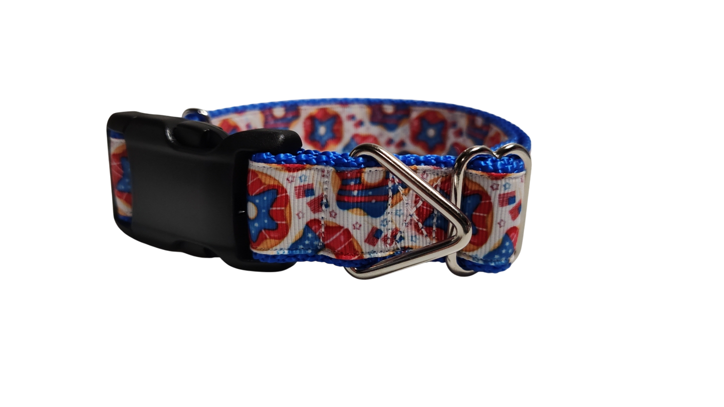 Patriotic Donuts Nylon Dog Collar