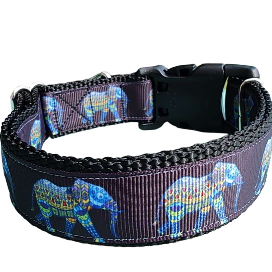 Mandala Elephant Nylon Dog Collar - Doot's Pet LLC Collars For A Cause