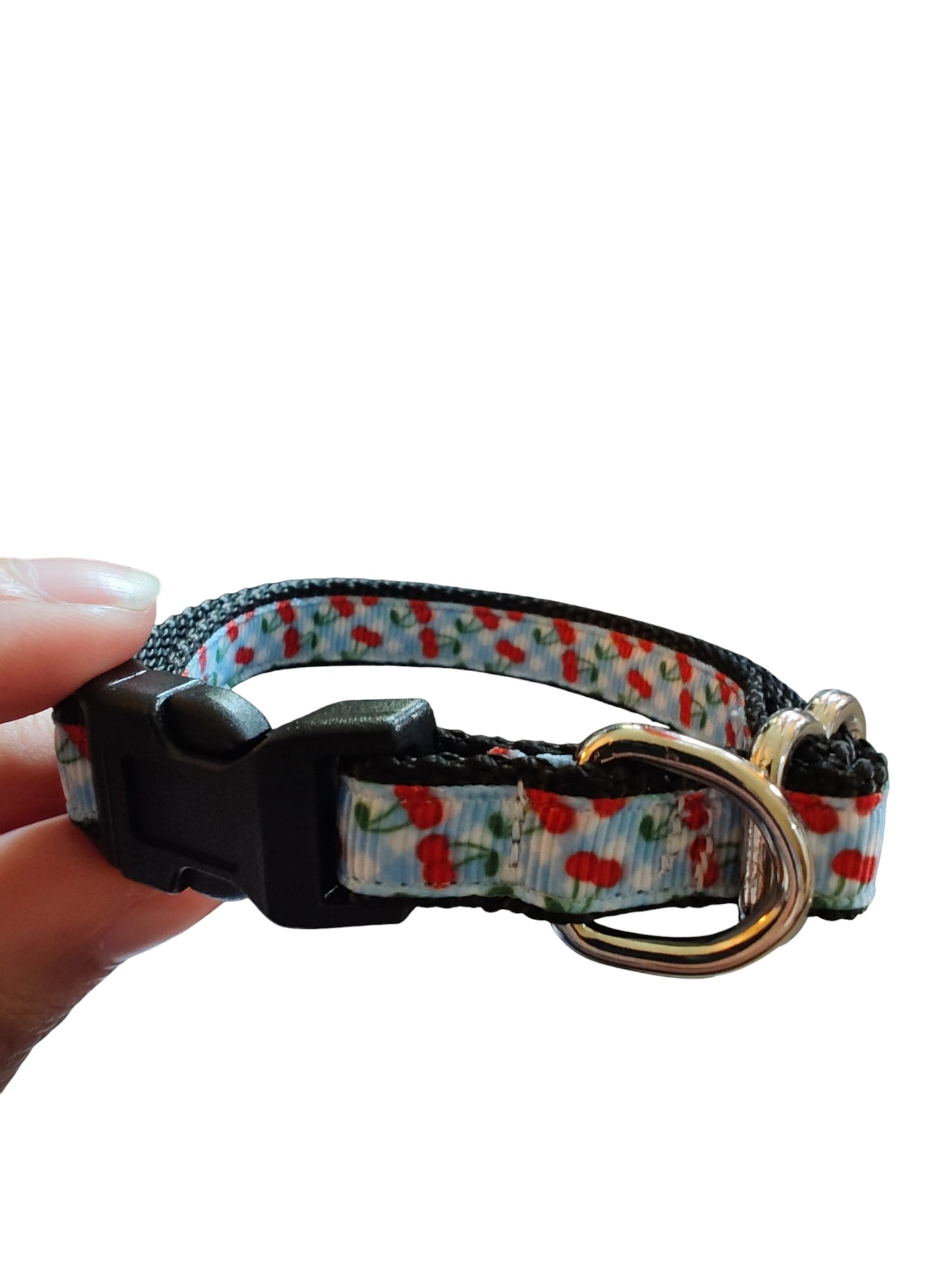 1/2" Gingham Cherries Nylon Dog / Cat Collar
