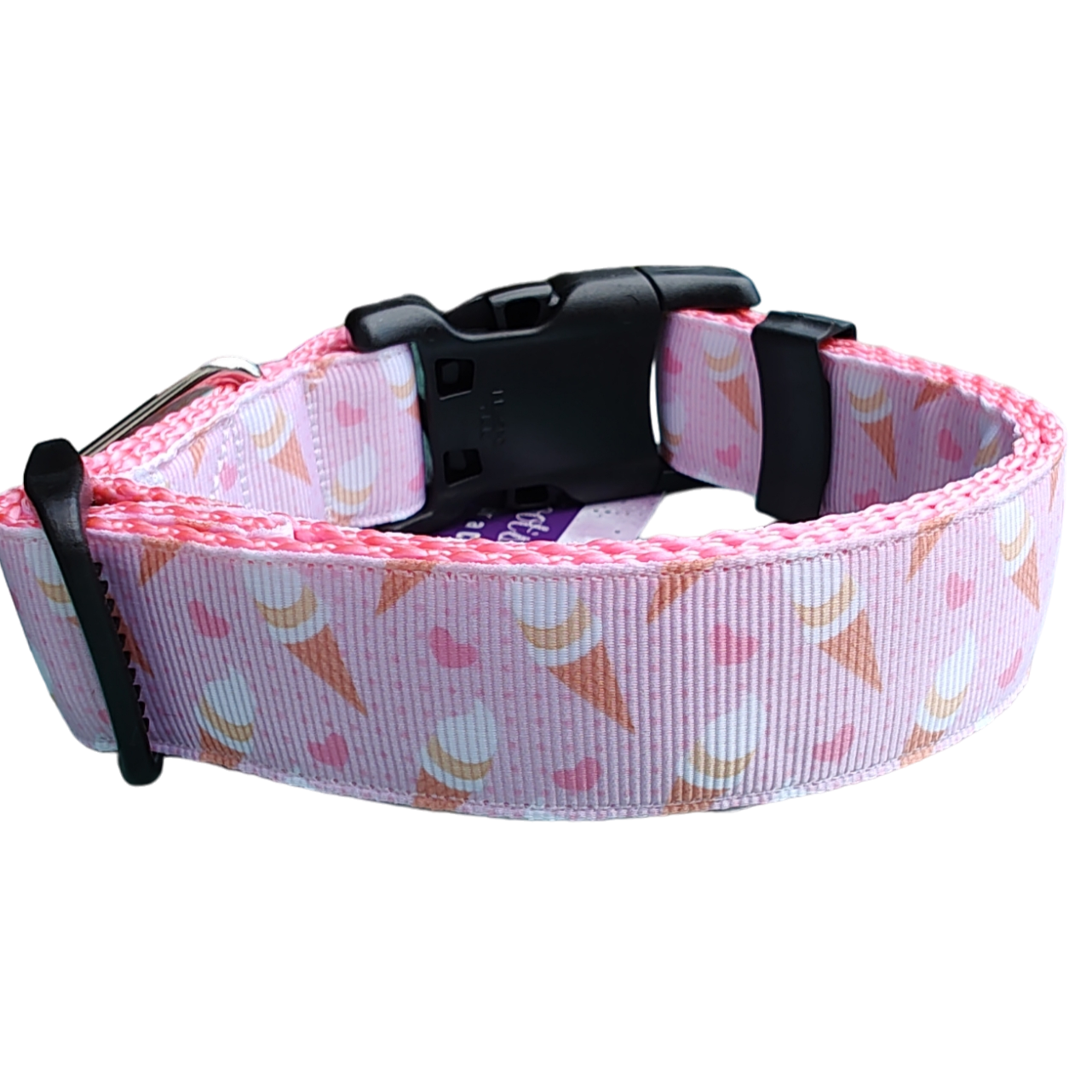 Ice Cream Pink Nylon Dog Collar MD, LG, XL, Leash - Doot's Pet LLC Collars For A Cause