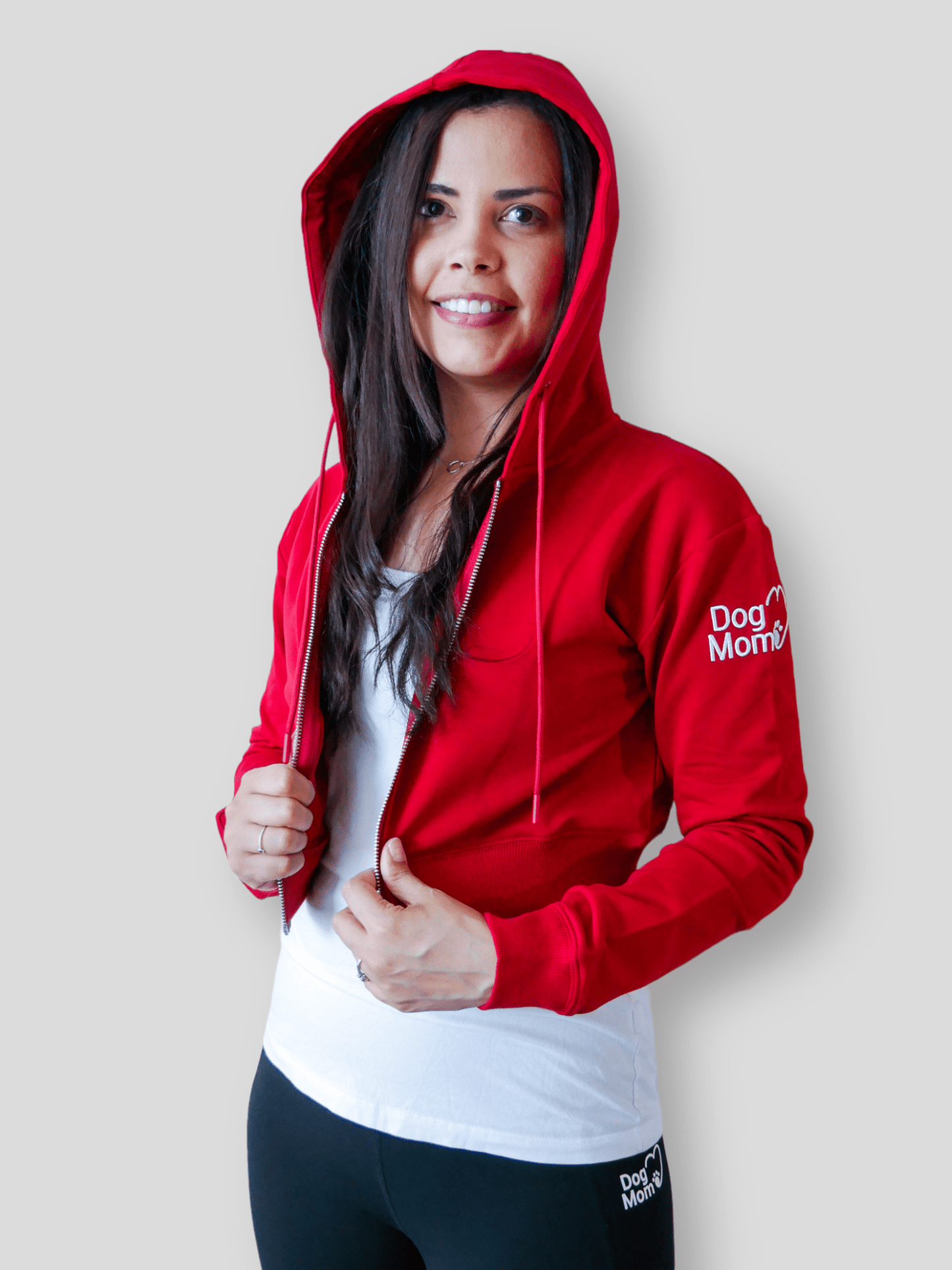 Dog Mom Crop Top Hoodie - Burgundy