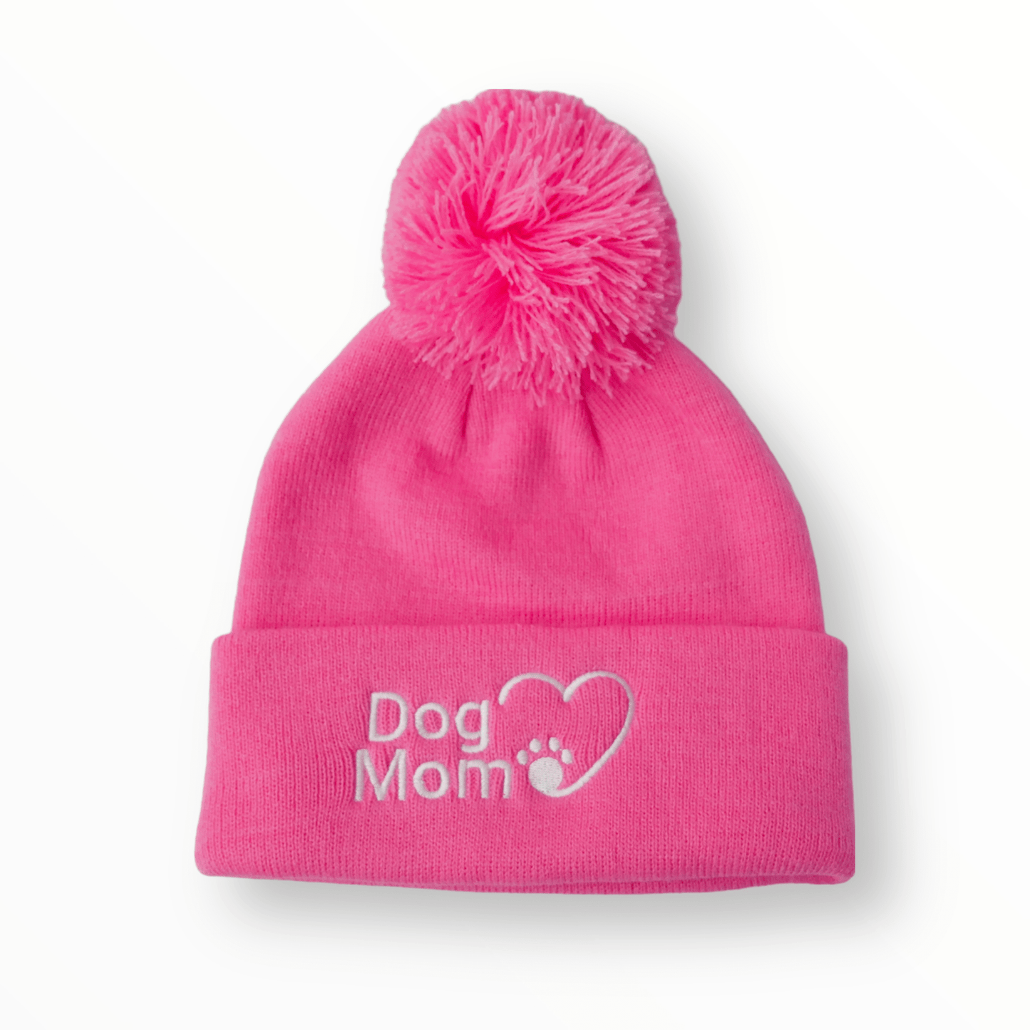 Dog Mom Bobble Beanie - Pink