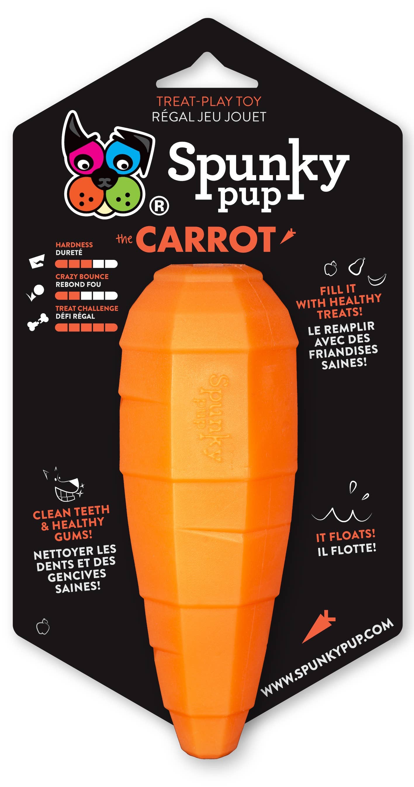 Spunky Pup - Treat Dispensing Fruits and Veggies - Carrot - Doot's Pet LLC Collars For A Cause