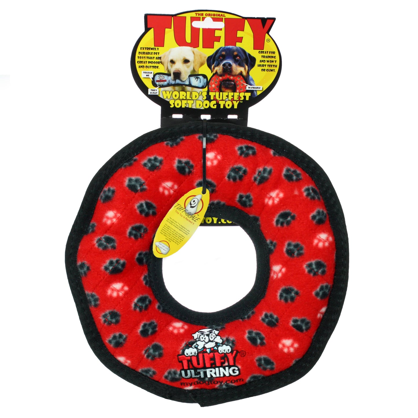 Tuffy Dog Toys - VIP Products - Tuffy Ultimate Ring - Red Paw, Durable, Squeaky Dog Toy - Doot's Pet LLC Collars For A Cause