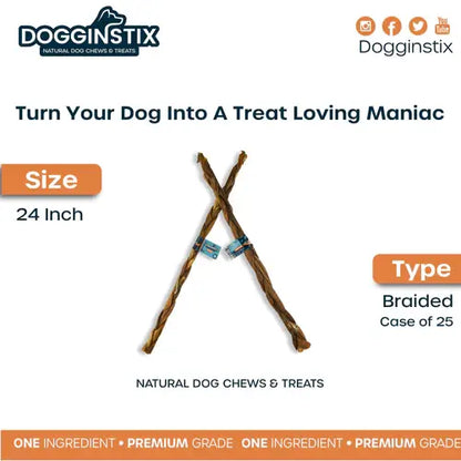 Doot's Chew Bar - Dogginstix - 24" Braided Lamb Collagen Sticks