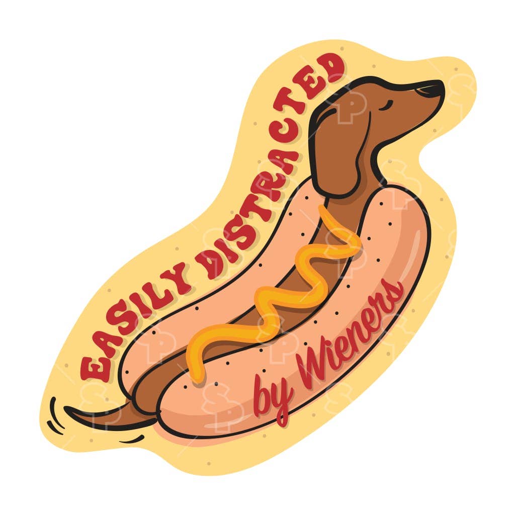 Two Feet Treats - Easily Distracted By Dachshund - Sticker