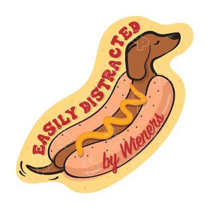 Two Feet Treats - Easily Distracted By Dachshund - Sticker