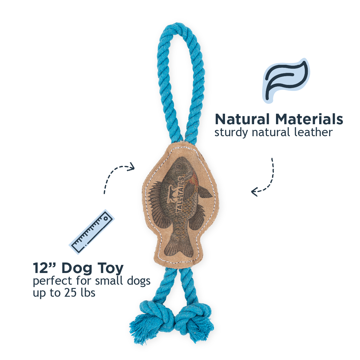 Tall Tails - Natural Leather Fish Tug Dog Toy