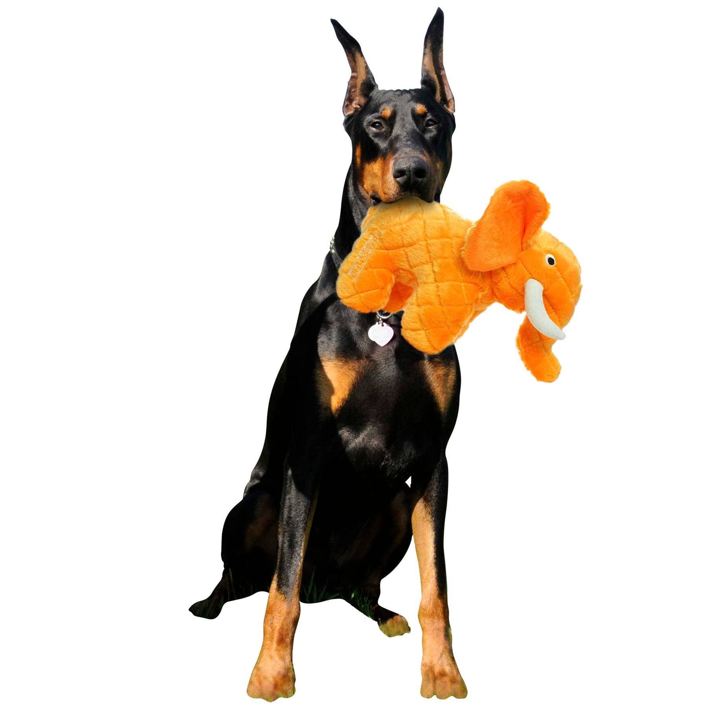 Tuffy Dog Toys - VIP Products - Mighty Safari Elephant - Orange, Plush, Squeaky Dog Toy - Doot's Pet LLC Collars For A Cause